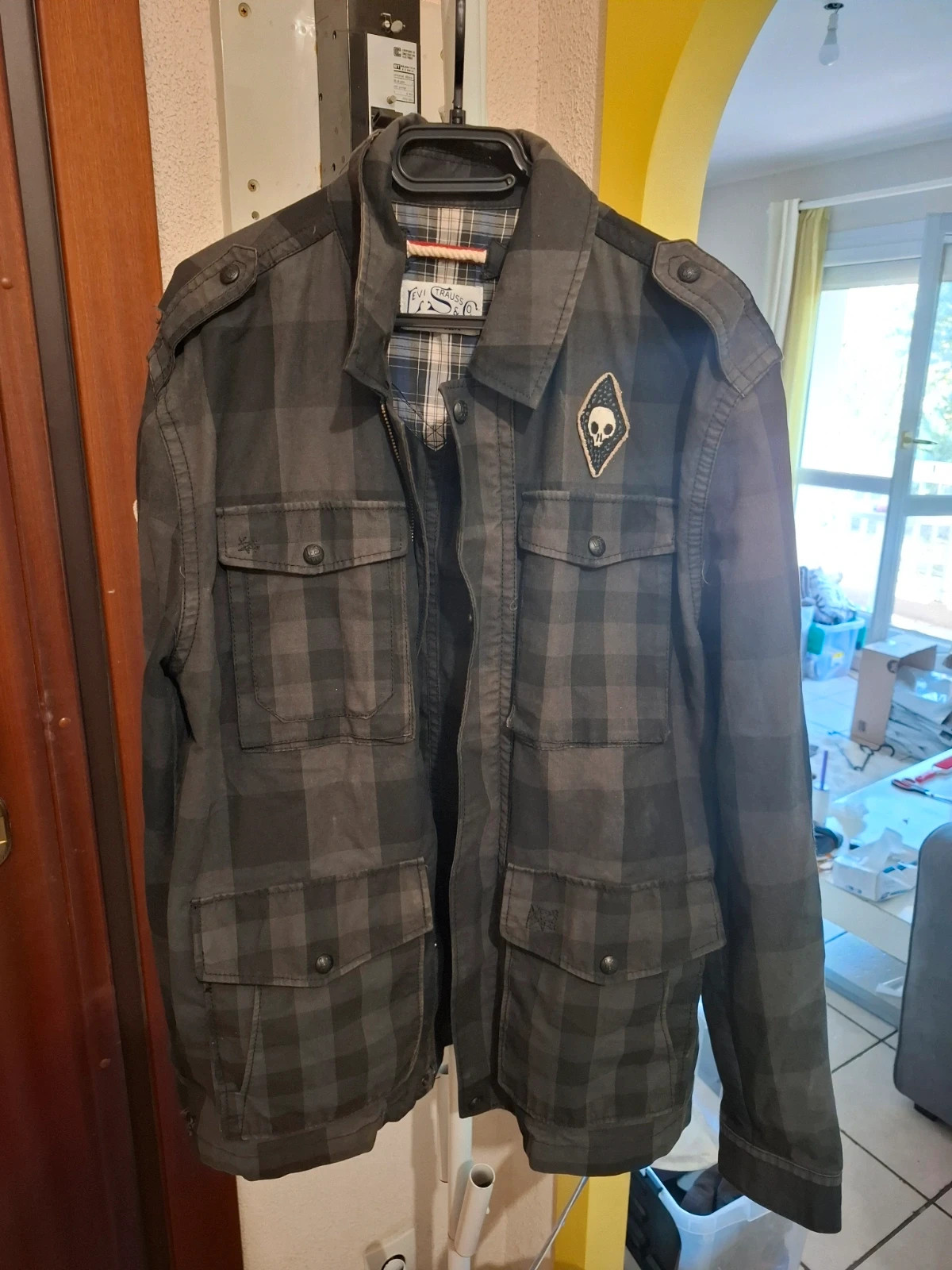 Surchemise / Veste à Carreaux "Levi's" Noir et Gris T.L (Défauts)