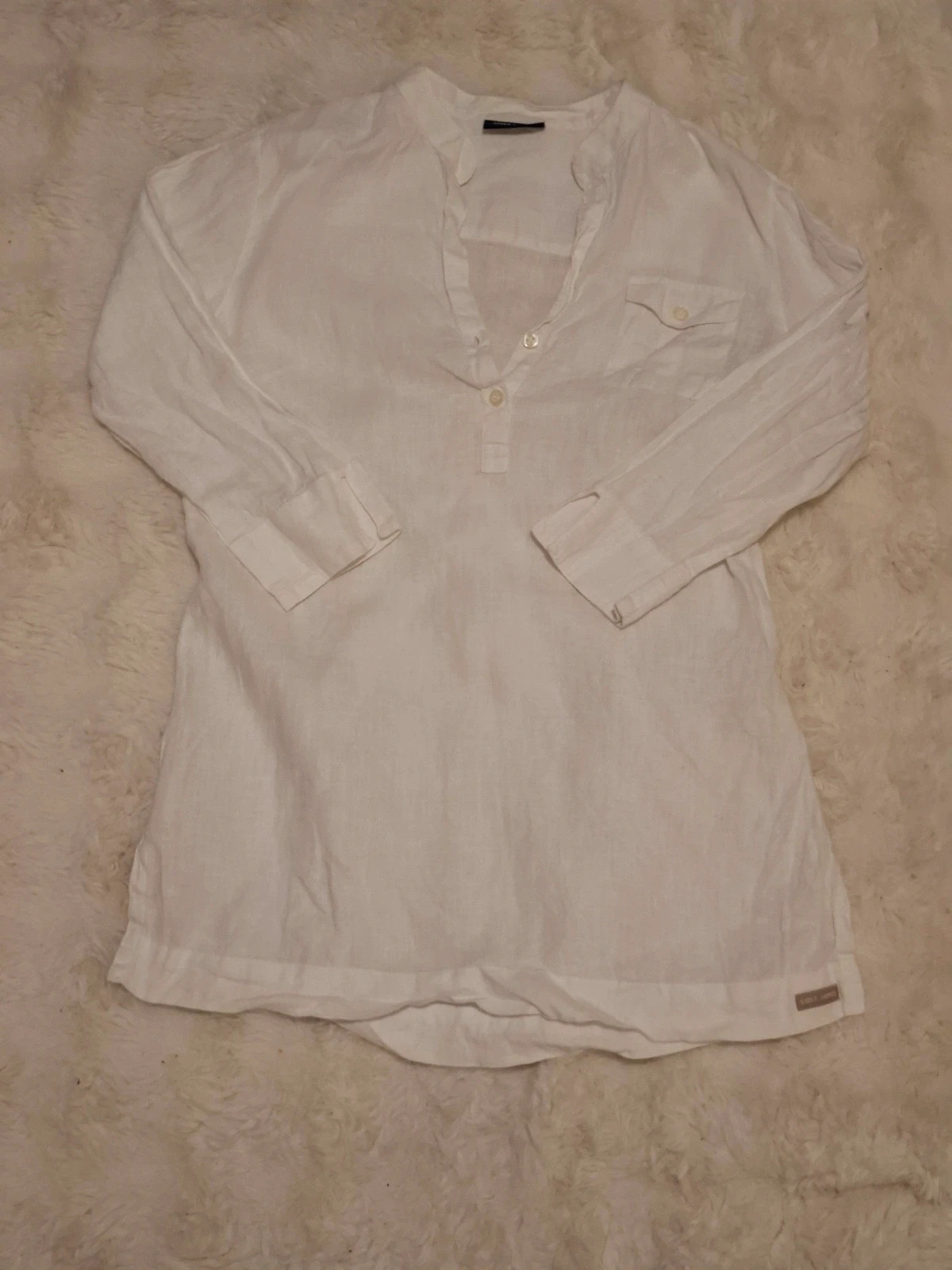 Tunique / Chemisier en Lin Blanc "Saint James" T.38 (XS/S)