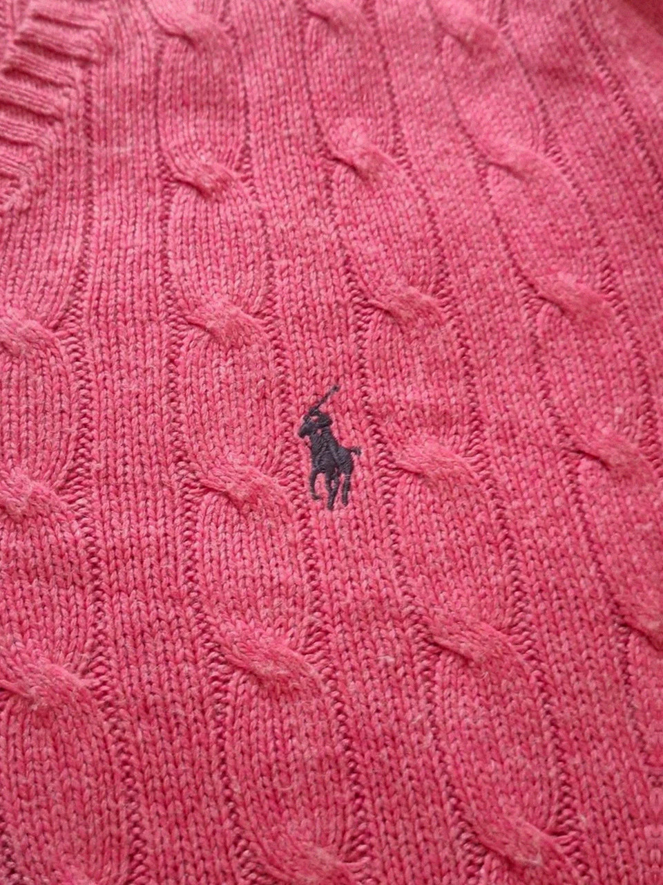Pull Tressé en Maille Polo Ralph Lauren Saumon Rose T.S (36) – Polo Ralph Lauren – taille L / 40 / 12 4