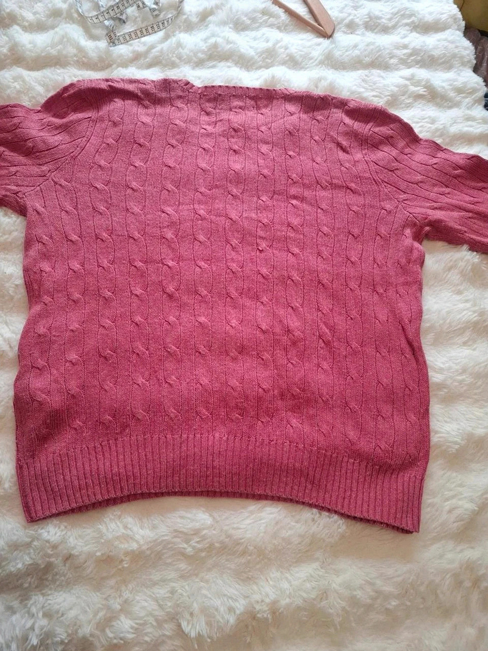 Pull Tressé en Maille Polo Ralph Lauren Saumon Rose T.S (36) – Polo Ralph Lauren – taille L / 40 / 12 3