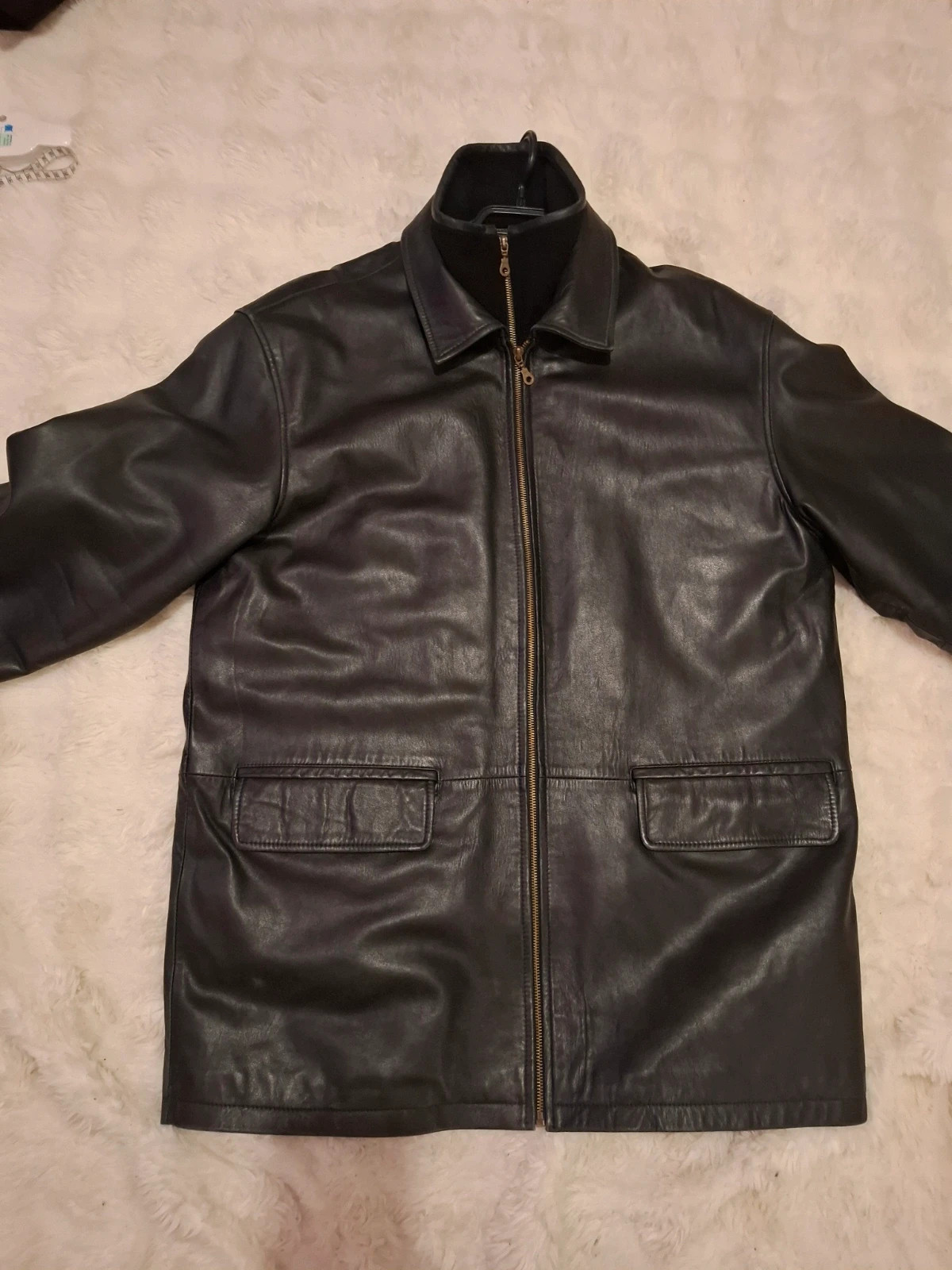 Longue Veste / Manteau en Cuir Noir "De Fursac" T.L/XL – De Fursac – taille XL 3