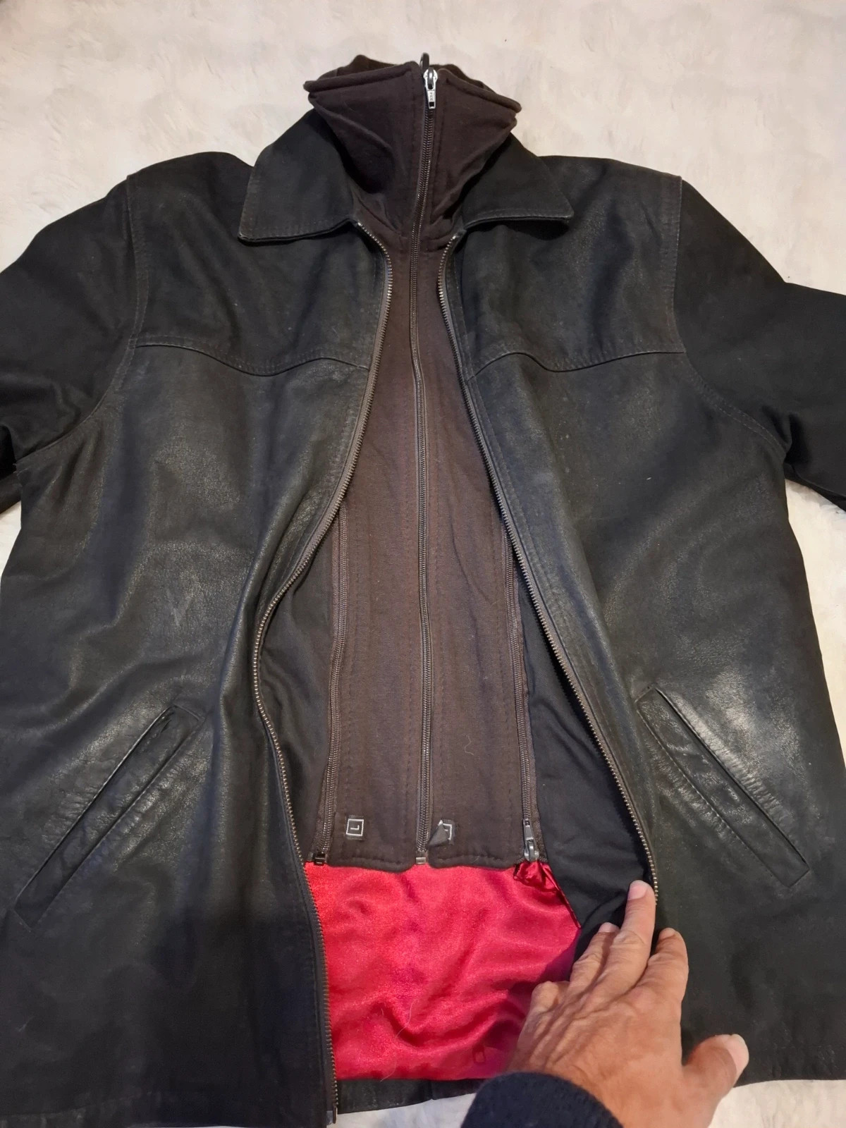 Veste / Blouson en Cuir de buffle Marron "Antonio Garallo by Emporio" T.L/XL – Vintage Dressing – taille XL 3