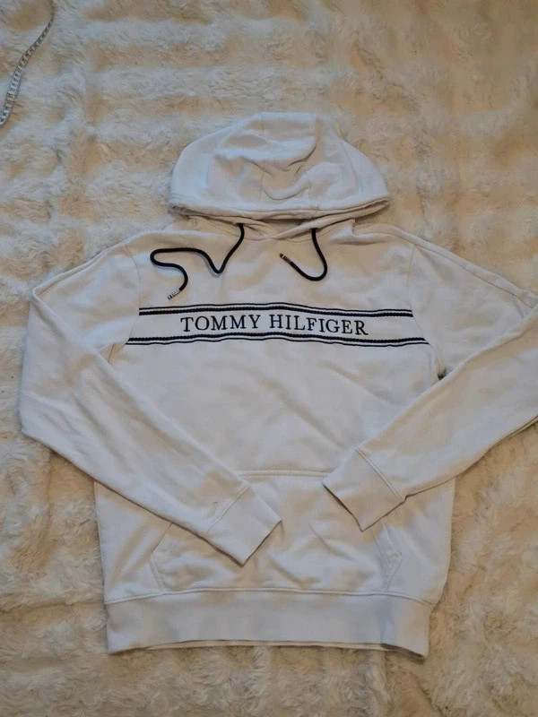 Sweat à Capuche Blanc "Tommy Hilfiger" T.M / S-M