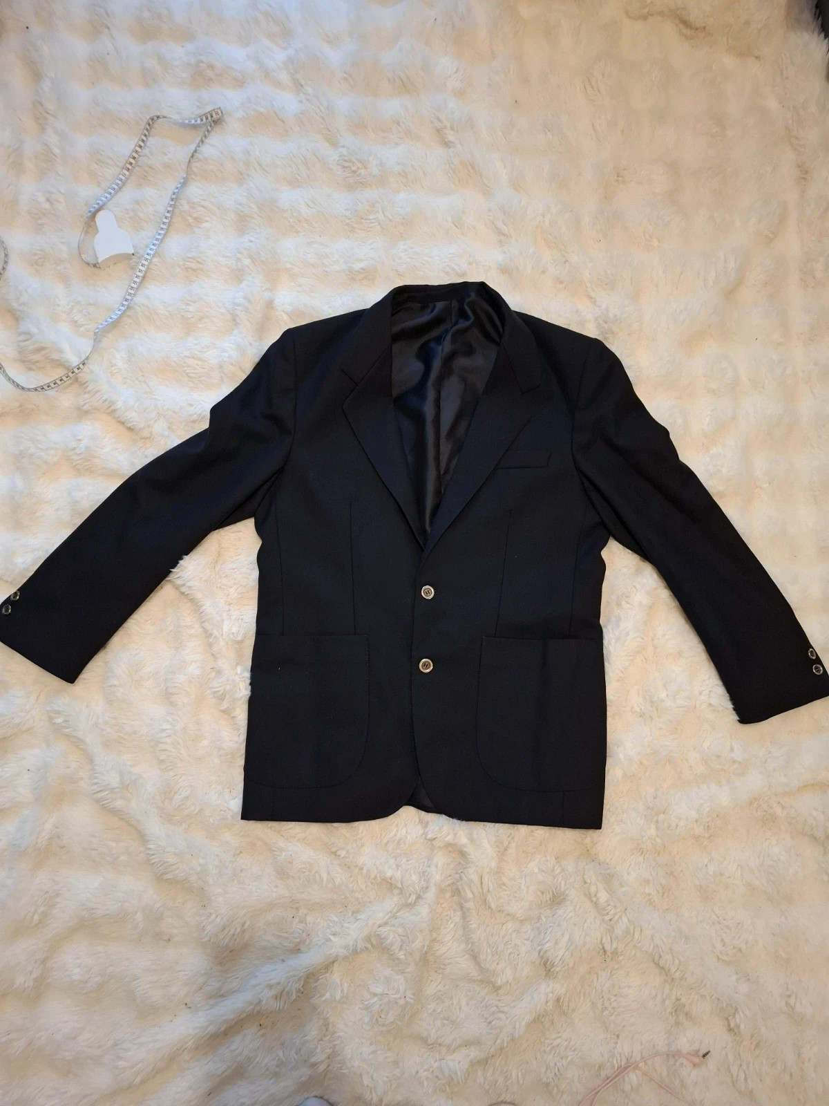 Veste de Costume / Blazer Bleu Marine 100% Pure Laine Vierge T.40 / L – Vintage Dressing – taille L 2