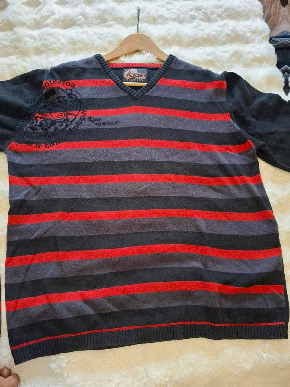 Pull-over Kaora Ethnic Rugby Noir et Rouge T.XL (5) – taille XL 2