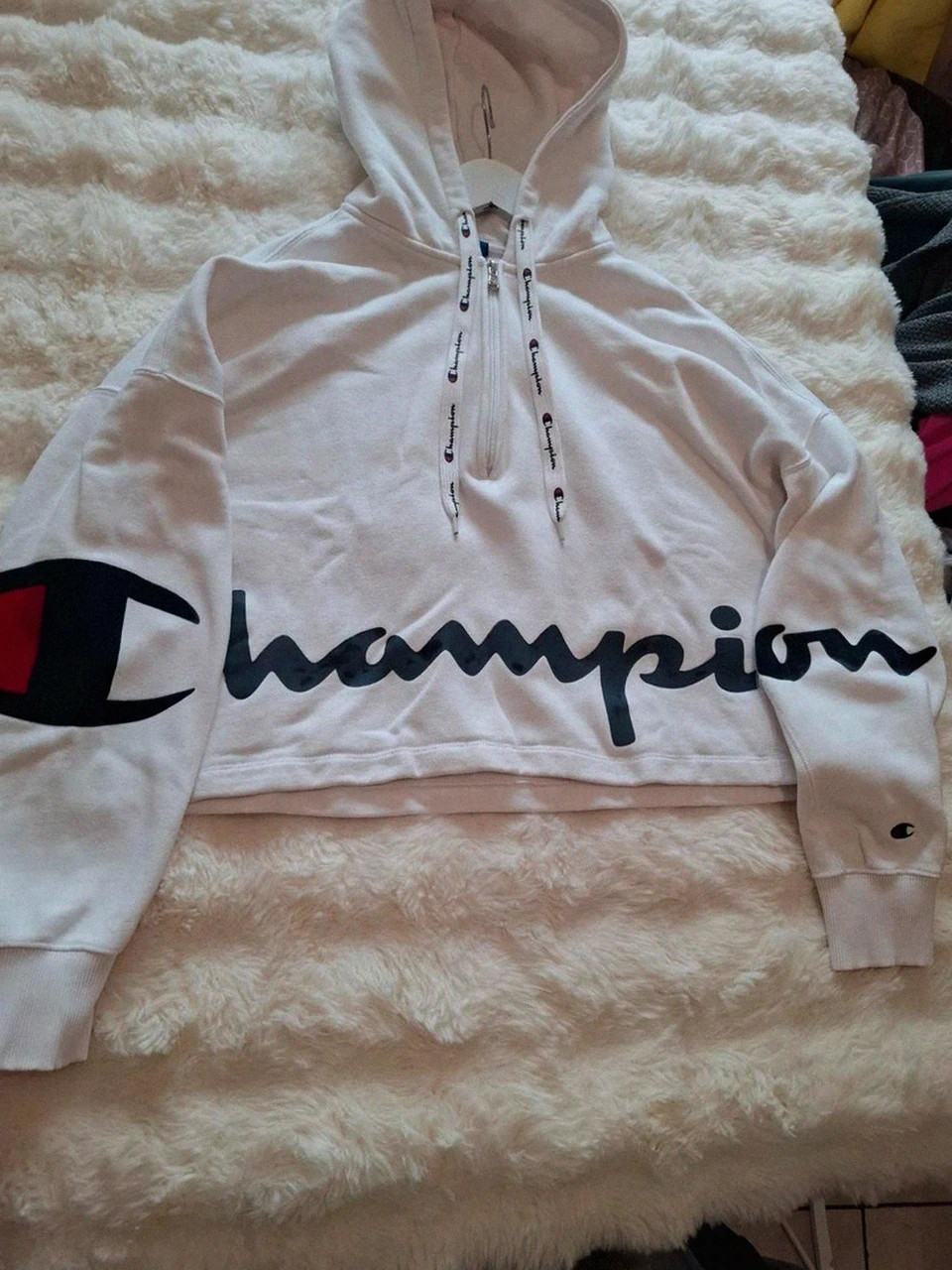 Crop Top Sweat-shirt à Capuche Blanc Champion T.M (38-40) – Champion – taille M / 38 / 10 4