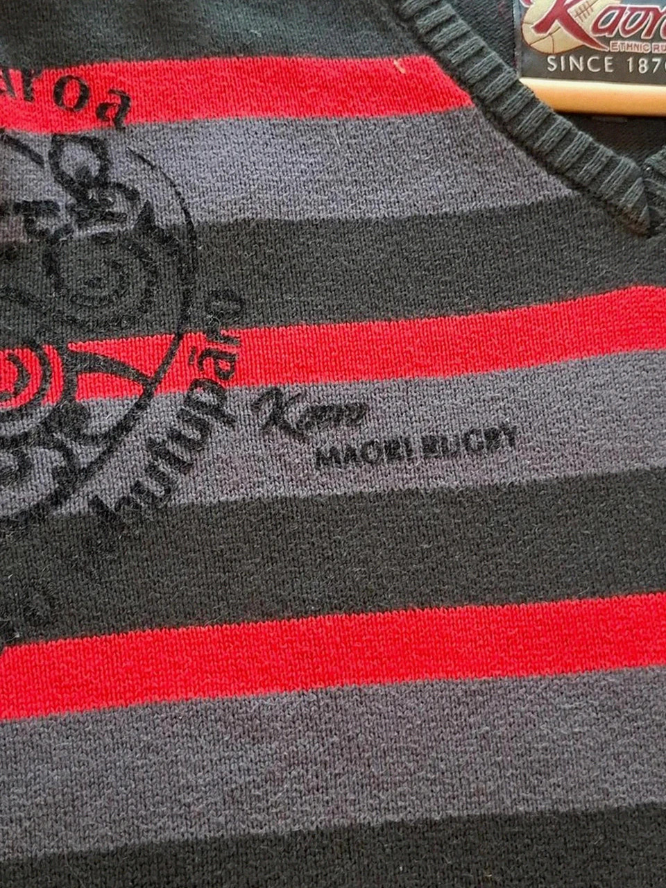 Pull-over Kaora Ethnic Rugby Noir et Rouge T.XL (5) – taille XL 5