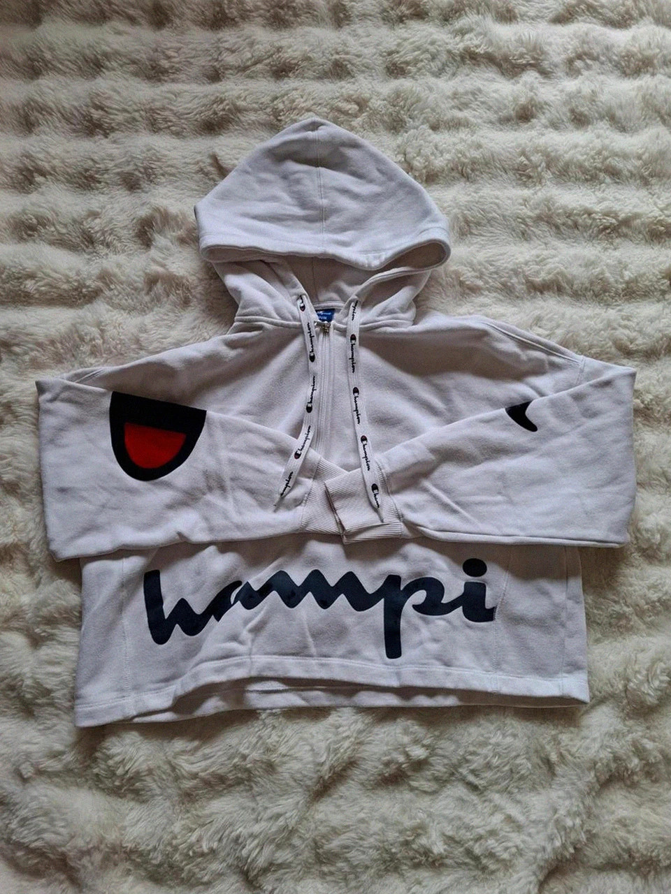 Crop Top Sweat-shirt à Capuche Blanc Champion T.M (38-40)