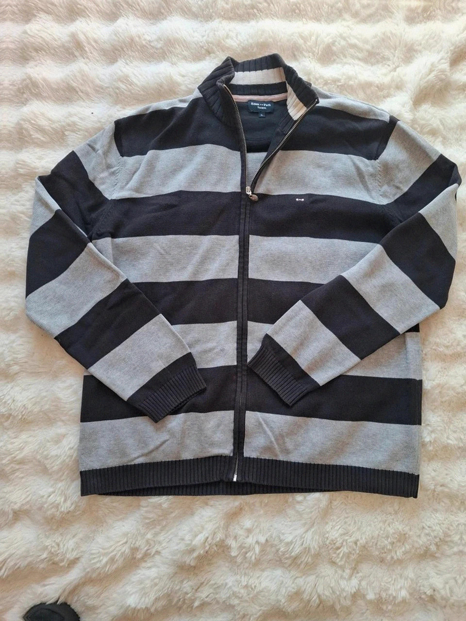 Gilet / Cardigan Éden Park Team Rétro Rayé Noir et Gris T.XL (42/44) – Eden Park – taille XL 2
