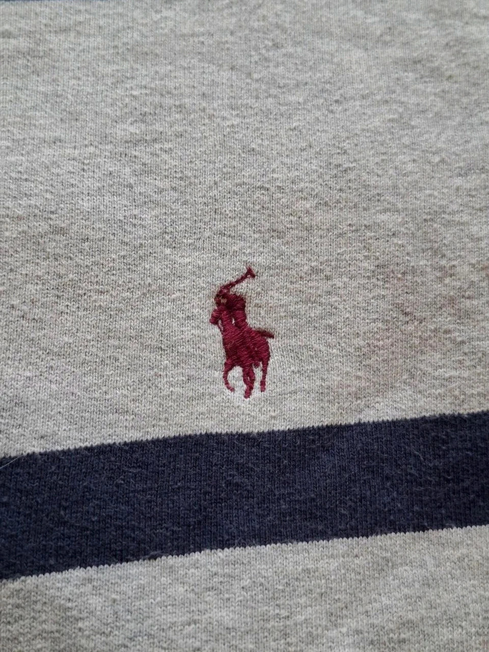 Rétro Sweat-shirt à Rayures Gris et Bleu Marine Polo Ralph Lauren T.XL (42) – Polo Ralph Lauren – taille XL 3