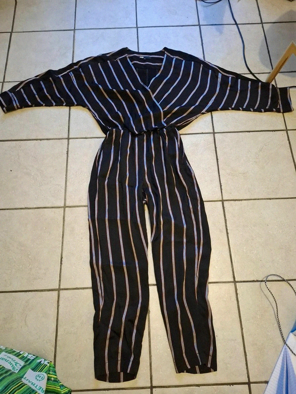 Jumpsuit / Combinaison Fluide Maje - Rayures (Rouge/Blanc) Noire - Taille 2