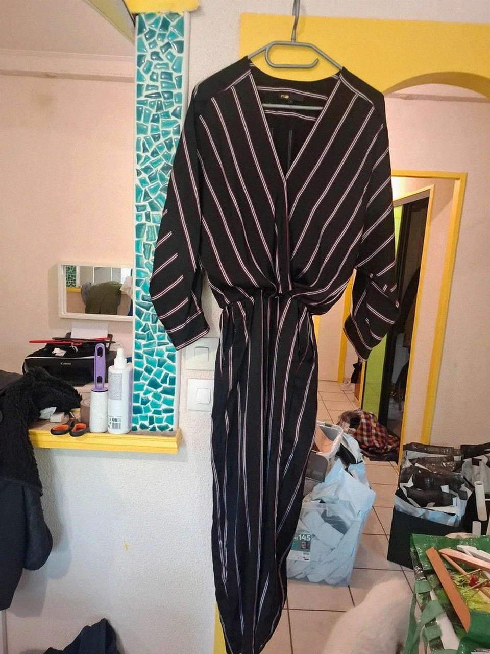 Jumpsuit / Combinaison Fluide Maje - Rayures (Rouge/Blanc) Noire - Taille 2 – Maje – taille M / 38 / 10 3
