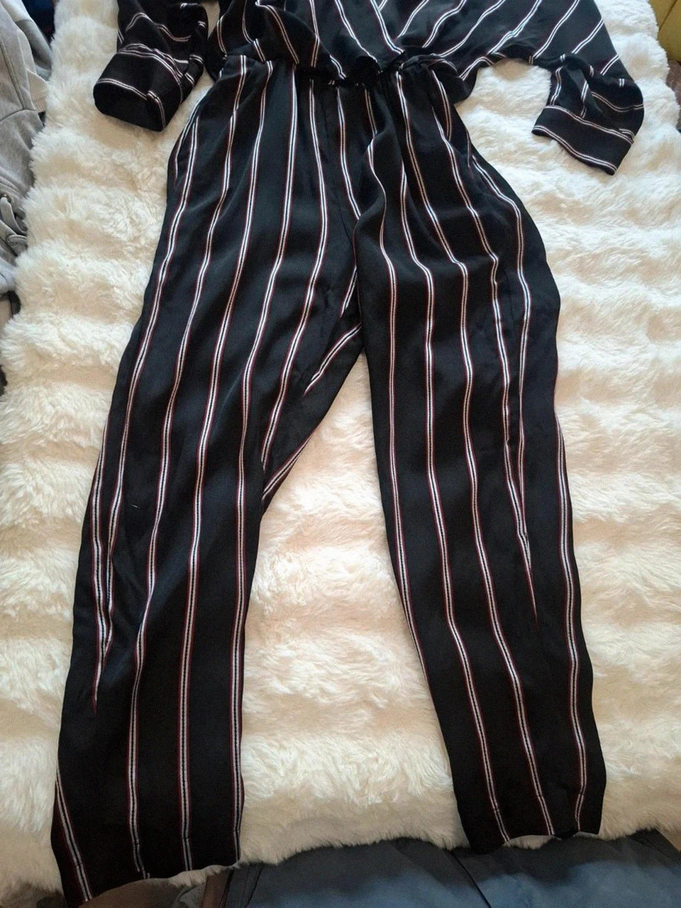Jumpsuit / Combinaison Fluide Maje - Rayures (Rouge/Blanc) Noire - Taille 2 – Maje – taille M / 38 / 10 4