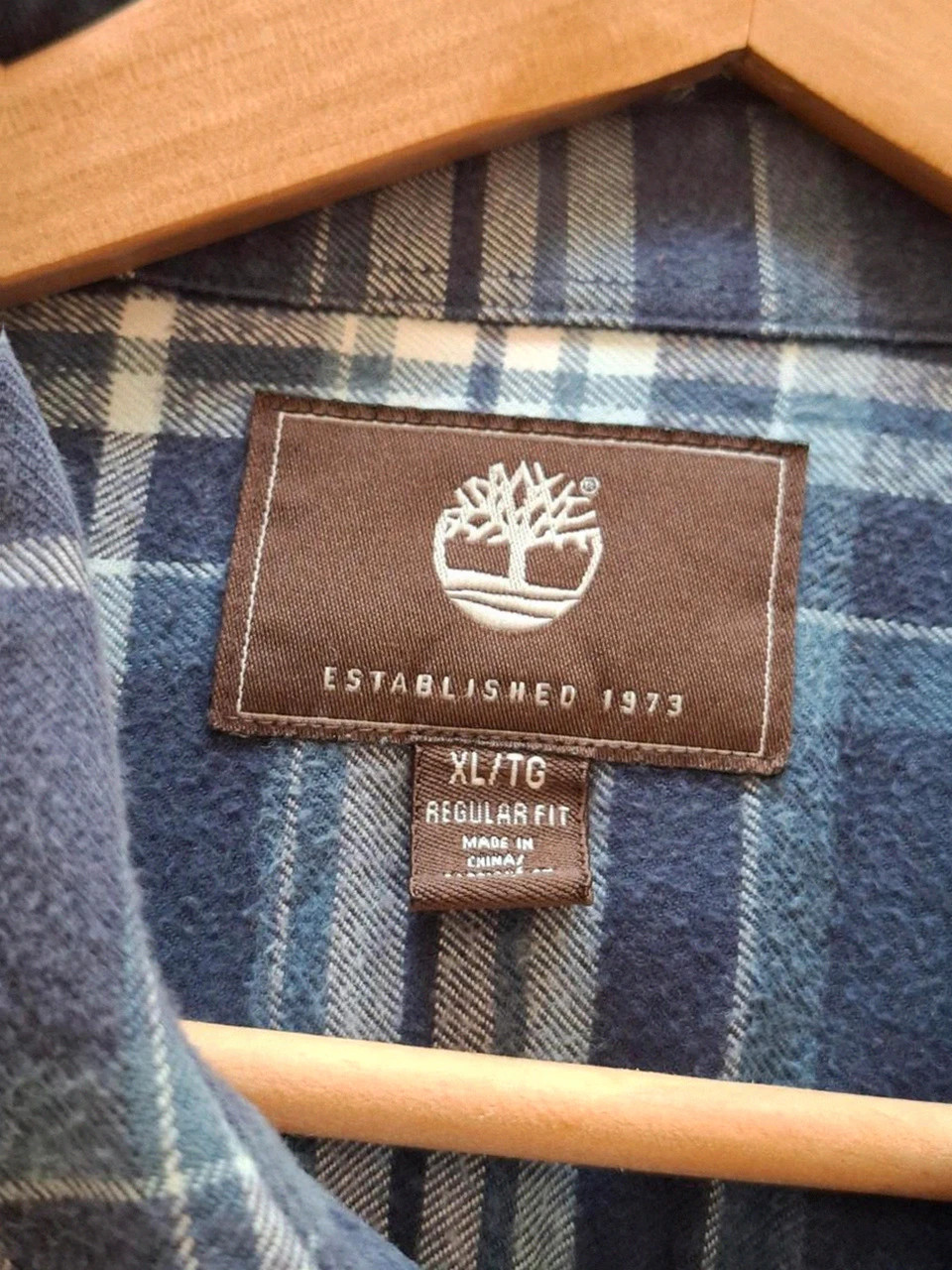Chemise Manches Longues Flanelle Timberland (Regular Fit) - Carreaux Bleus & Blancs - Taille XL – Timberland – taille XL 4