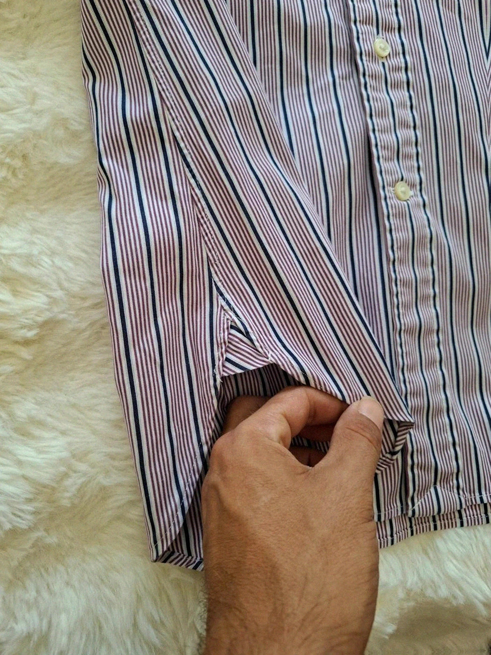 Chemise Ralph Lauren Manches Longues - Rayée Violet, Blanc & Bleu Marine - Taille 15 / 38 – Ralph Lauren – taille M 4