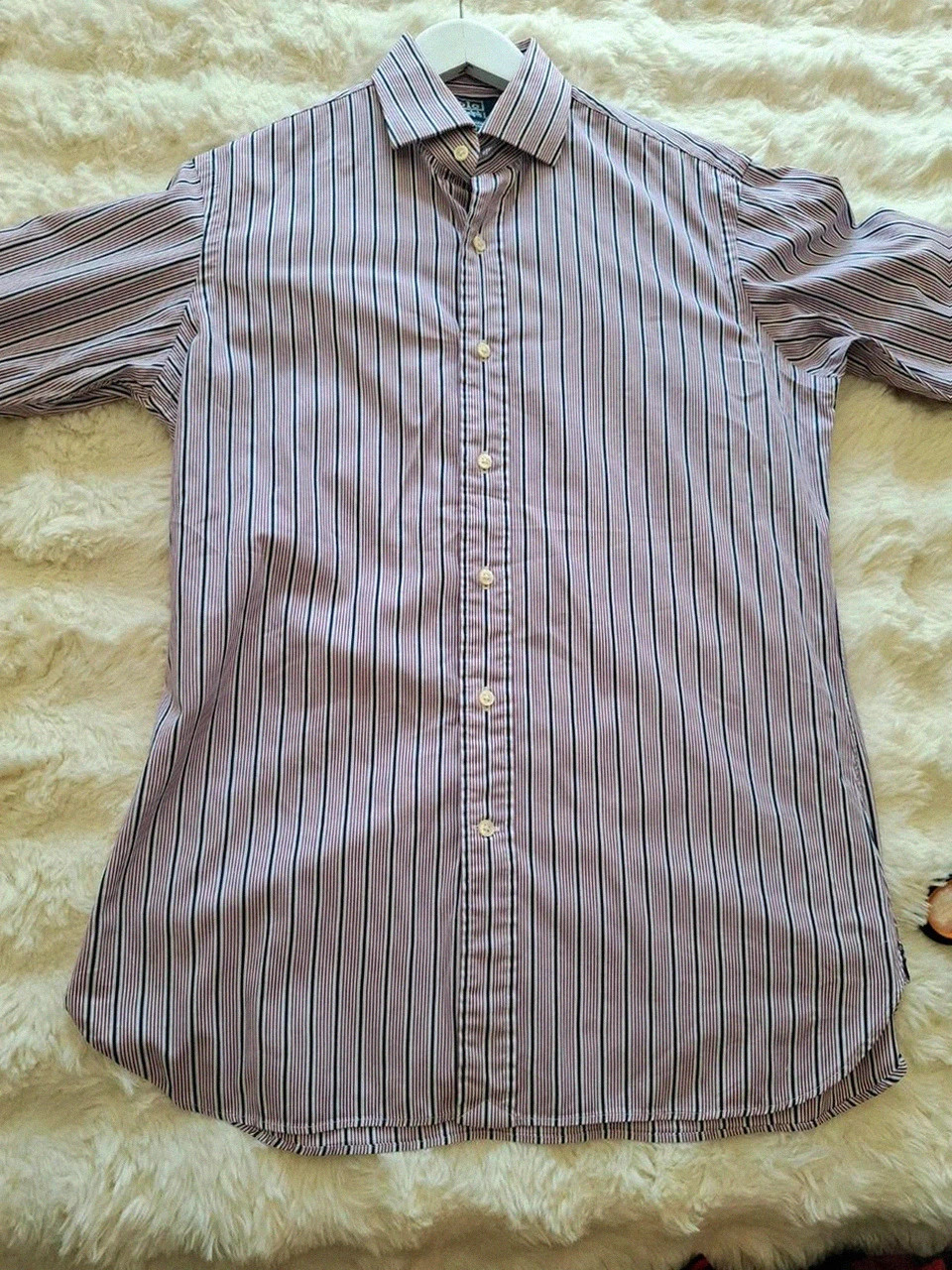 Chemise Ralph Lauren Manches Longues - Rayée Violet, Blanc & Bleu Marine - Taille 15 / 38 – Ralph Lauren – taille M 2