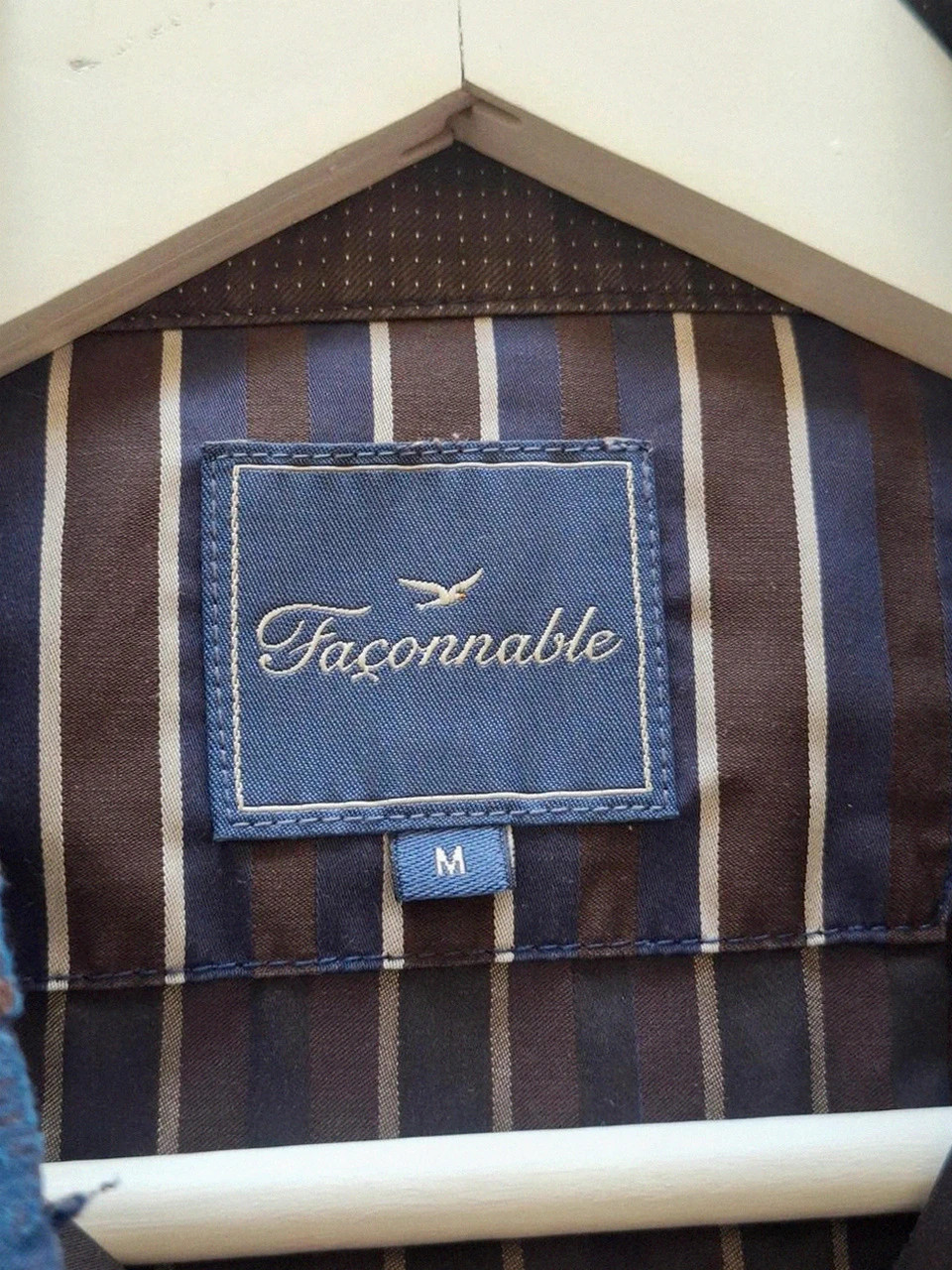 Chemise Rétro Manches Longues Façonnable - Rayée Bleu, Marron & Blanc - Taille M – Façonnable – taille M 3
