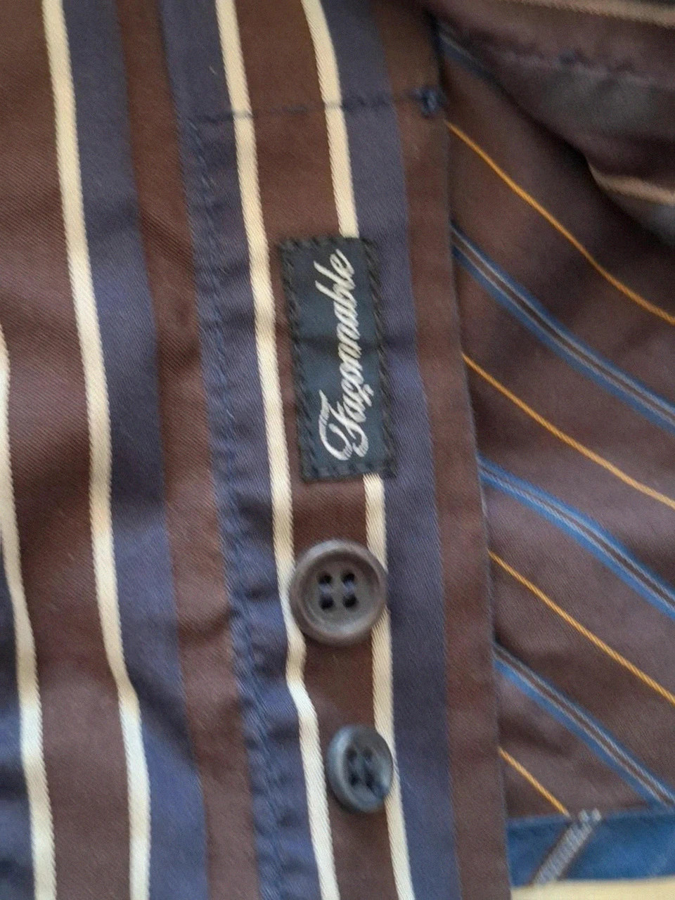 Chemise Rétro Manches Longues Façonnable - Rayée Bleu, Marron & Blanc - Taille M – Façonnable – taille M 4