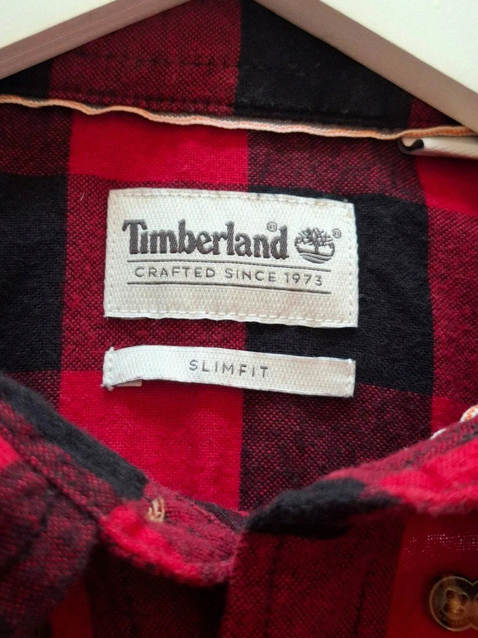 Chemise Manches Longues Flanelle Rouge & Noir Timberland (Slim Fit) - À Carreaux - Taille S / P – Timberland – taille S 4