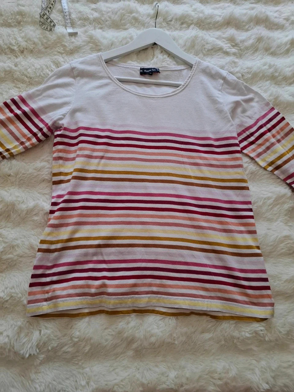T-Shirt Armor-Lux Manches 3/4 - Multicolore Rayé (Rose, Moutarde, Bordeaux) - Taille 2 – Armor-Lux – taille M / 38 / 10 3