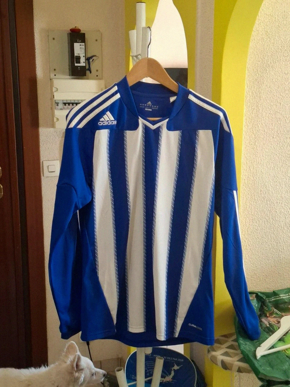 T-shirt / Maillot de foot Adidas ClimaCool Manche longue - Blanc & Bleu - Taille S – adidas – taille S 2