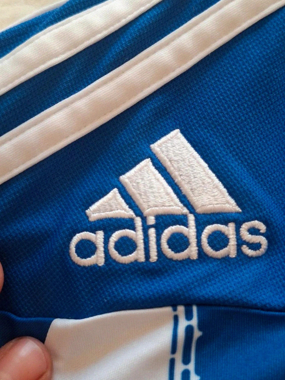 T-shirt / Maillot de foot Adidas ClimaCool Manche longue - Blanc & Bleu - Taille S – adidas – taille S 4