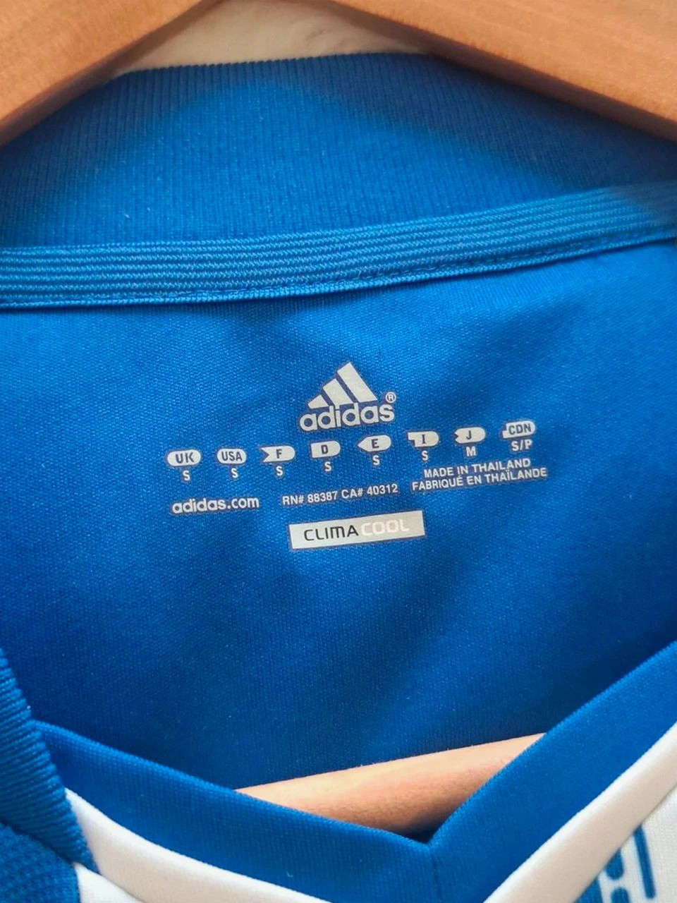 T-shirt / Maillot de foot Adidas ClimaCool Manche longue - Blanc & Bleu - Taille S – adidas – taille S 5
