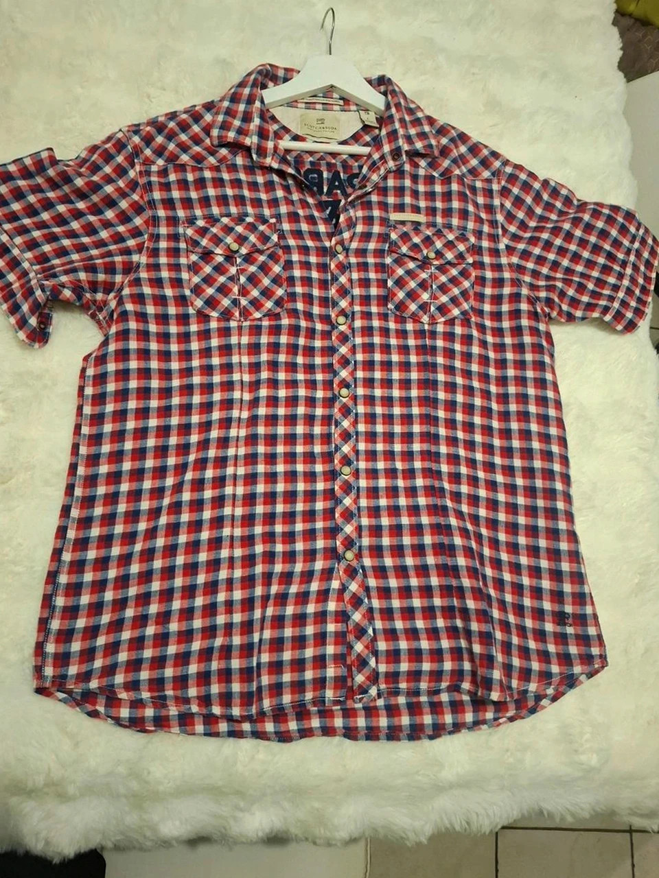 Chemise Scotch & Soda Manches Courtes (Amsterdam Couture) - Vichy Rouge & Bleu - Taille L – Scotch & Soda – taille L 2