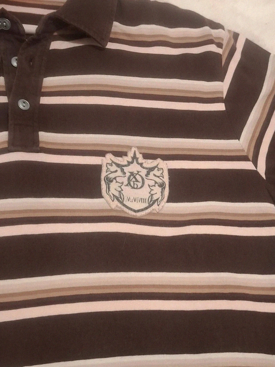 Polo Oxbow Vintage "H7 Rambert" - Marron & Beige Rayé - Collection 07 - Taille M – Oxbow – taille M 3