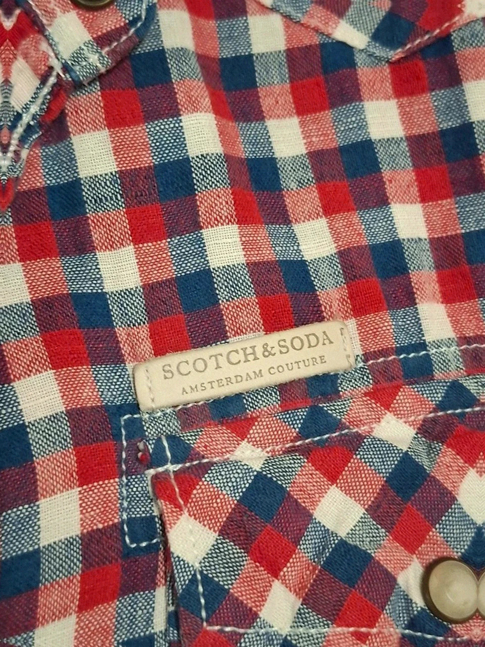Chemise Scotch & Soda Manches Courtes (Amsterdam Couture) - Vichy Rouge & Bleu - Taille L – Scotch & Soda – taille L 4
