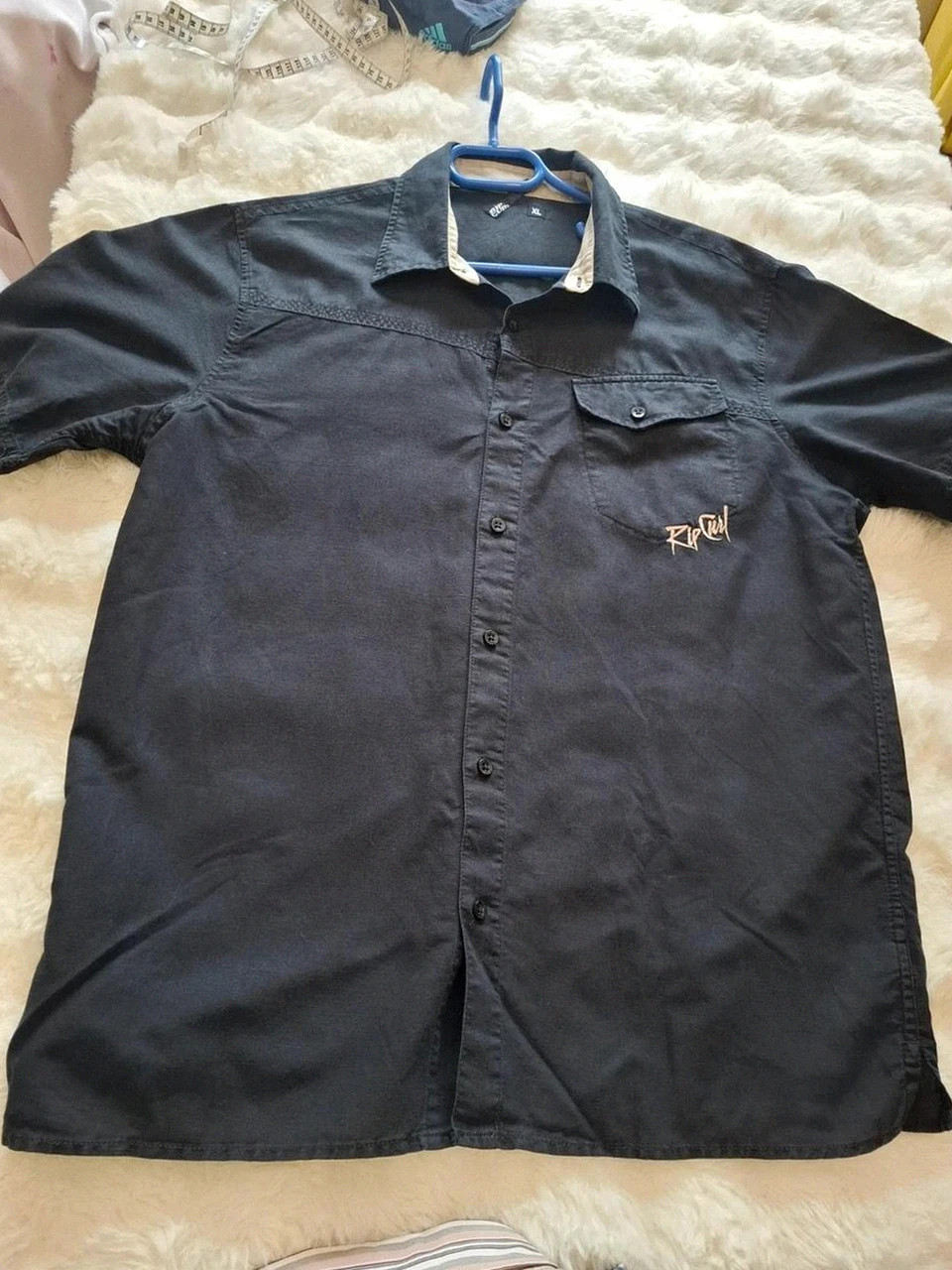 Chemise / Surchemise Noir Vintage Rip Curl - Taille XL - Manches Courtes – Rip Curl – taille XL 2