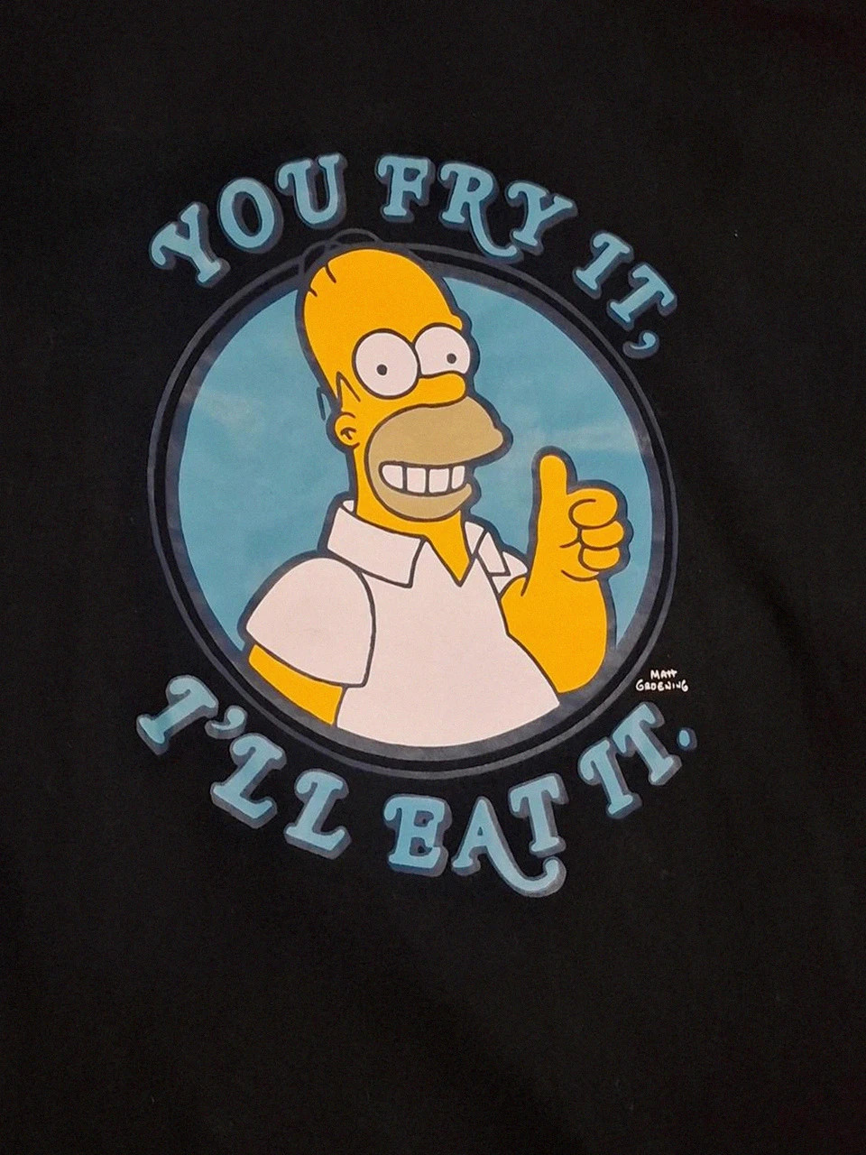 T-shirt Noir Vintage The Simpsons "You Fry It, I'll Eat It" - Collection 2007 - Taille L – The Simpsons – taille L 3