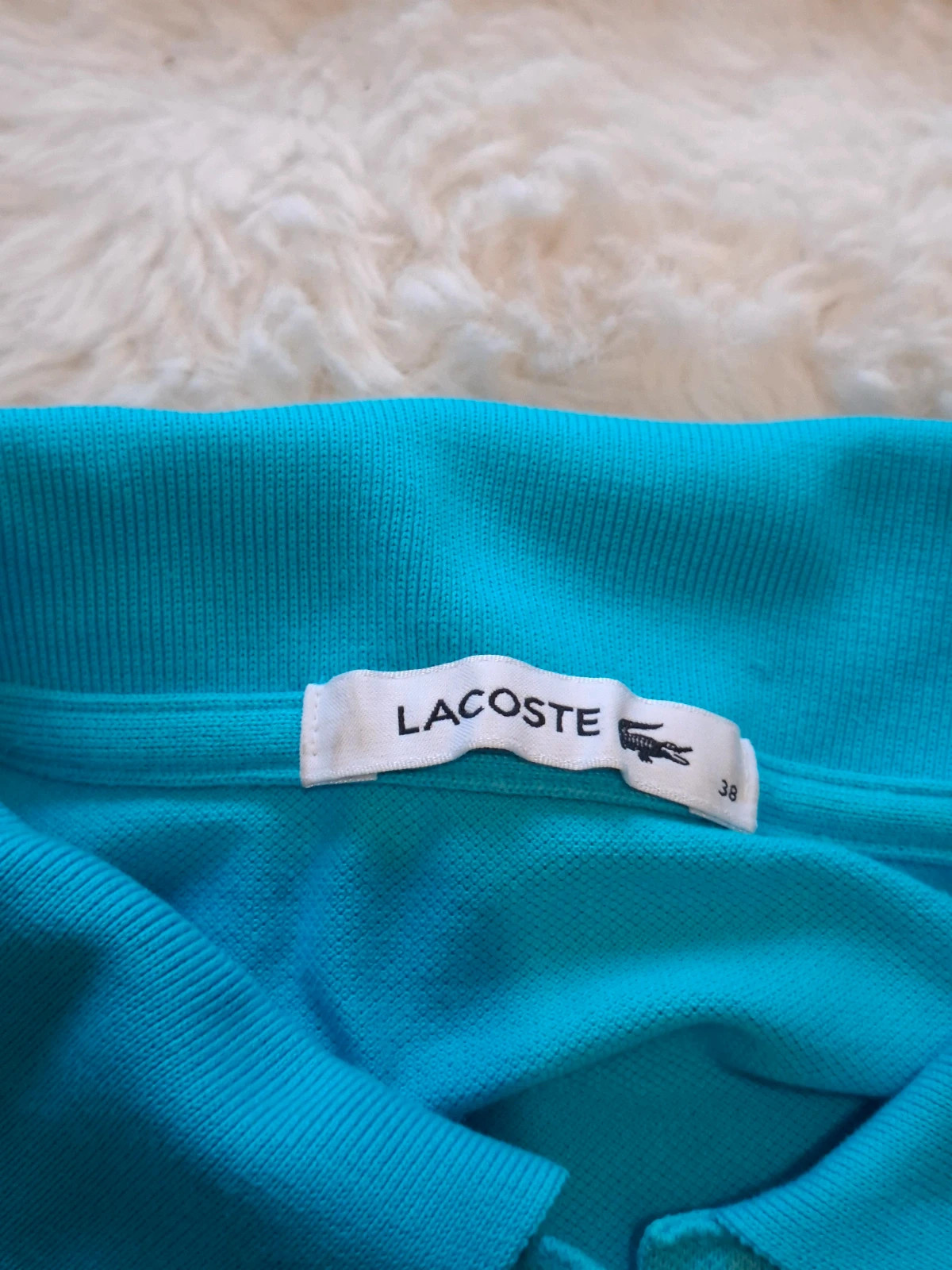 Polo Rétro Vintage Bleu Turquoise / Cyan Lacoste T.38 / S – Lacoste – taille M / 38 / 10 3