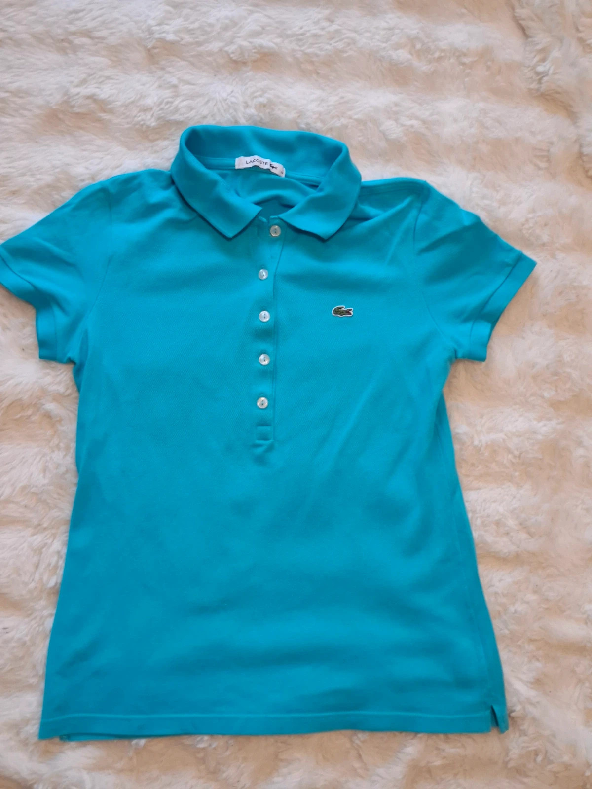 Polo Rétro Vintage Bleu Turquoise / Cyan Lacoste T.38 / S