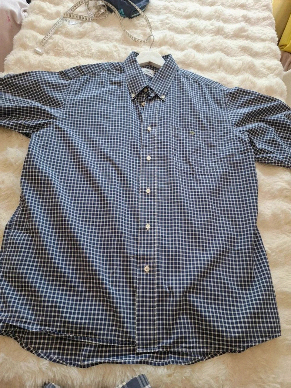 Chemise Lacoste à Carreaux - Manches courtes - Bleu Marine & Blanc - Taille 42 – Lacoste – taille 42 cm 2