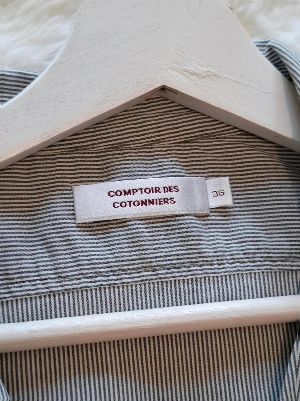Chemise Rayée Manches Courtes Comptoir des Cotonniers - Gris & Blanc - Taille 36 – Comptoir des Cotonniers – taille S / 36 / 8 3