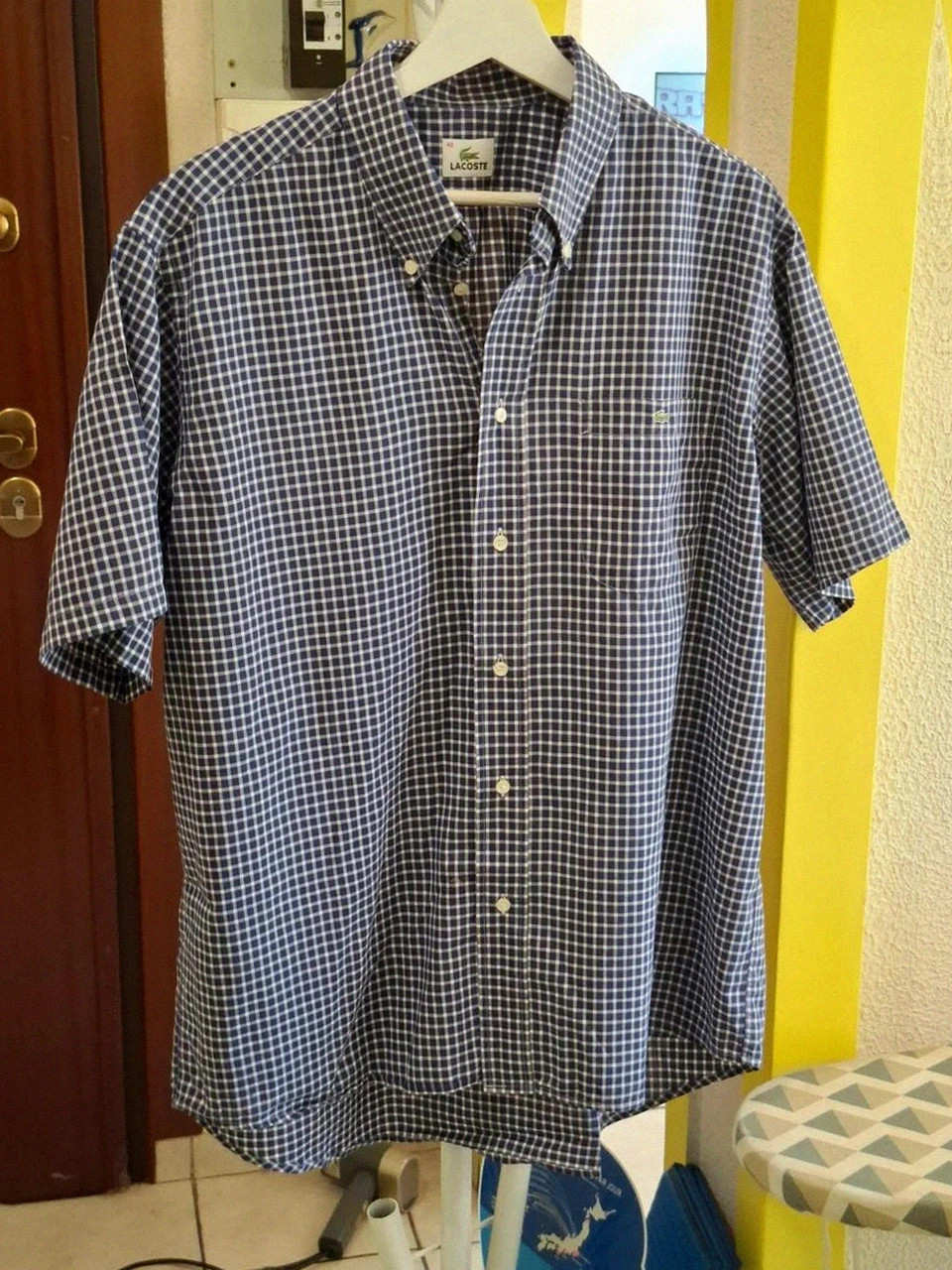 Chemise Lacoste à Carreaux - Manches courtes - Bleu Marine & Blanc - Taille 42