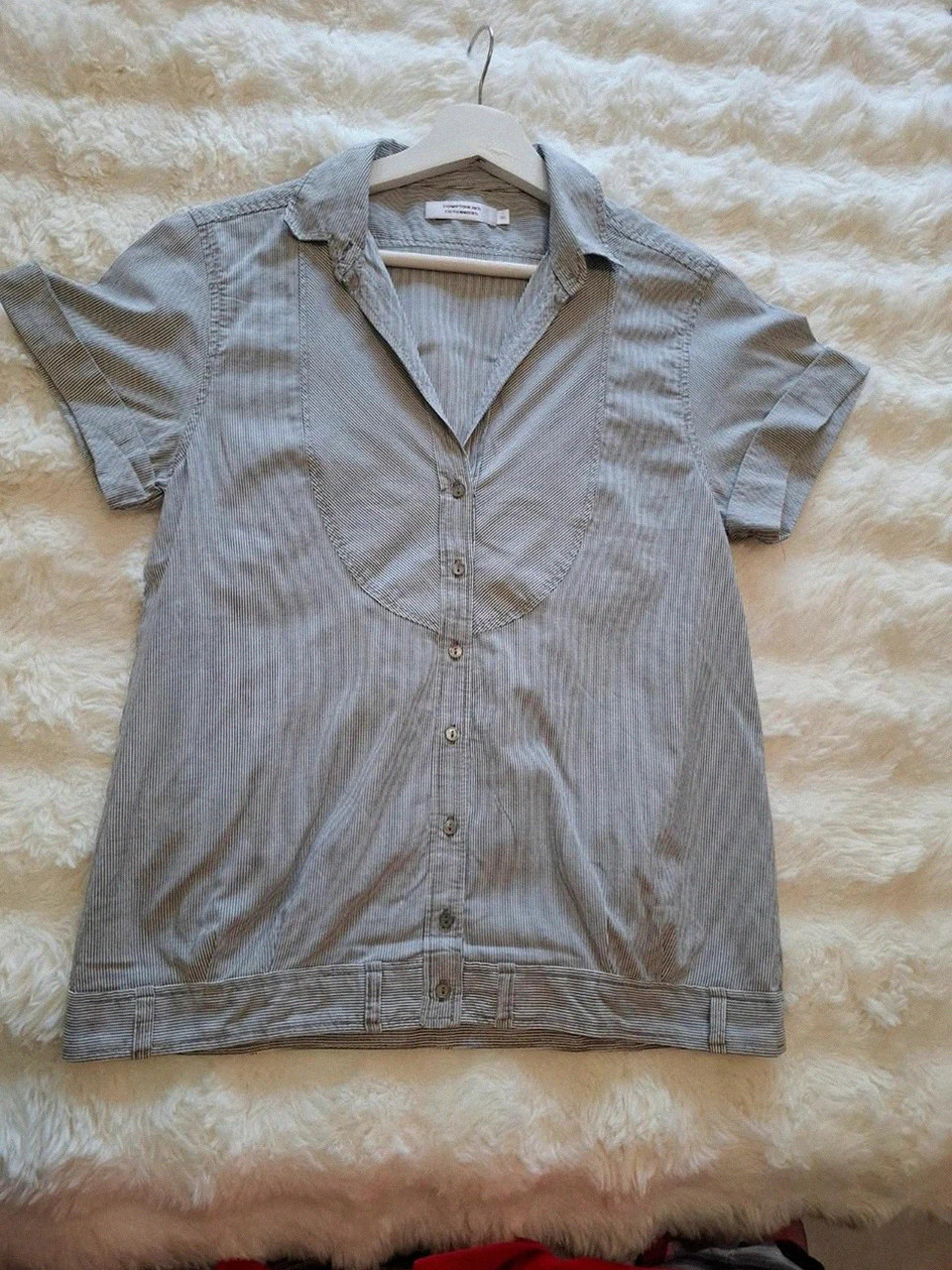 Chemise Rayée Manches Courtes Comptoir des Cotonniers - Gris & Blanc - Taille 36 – Comptoir des Cotonniers – taille S / 36 / 8 2