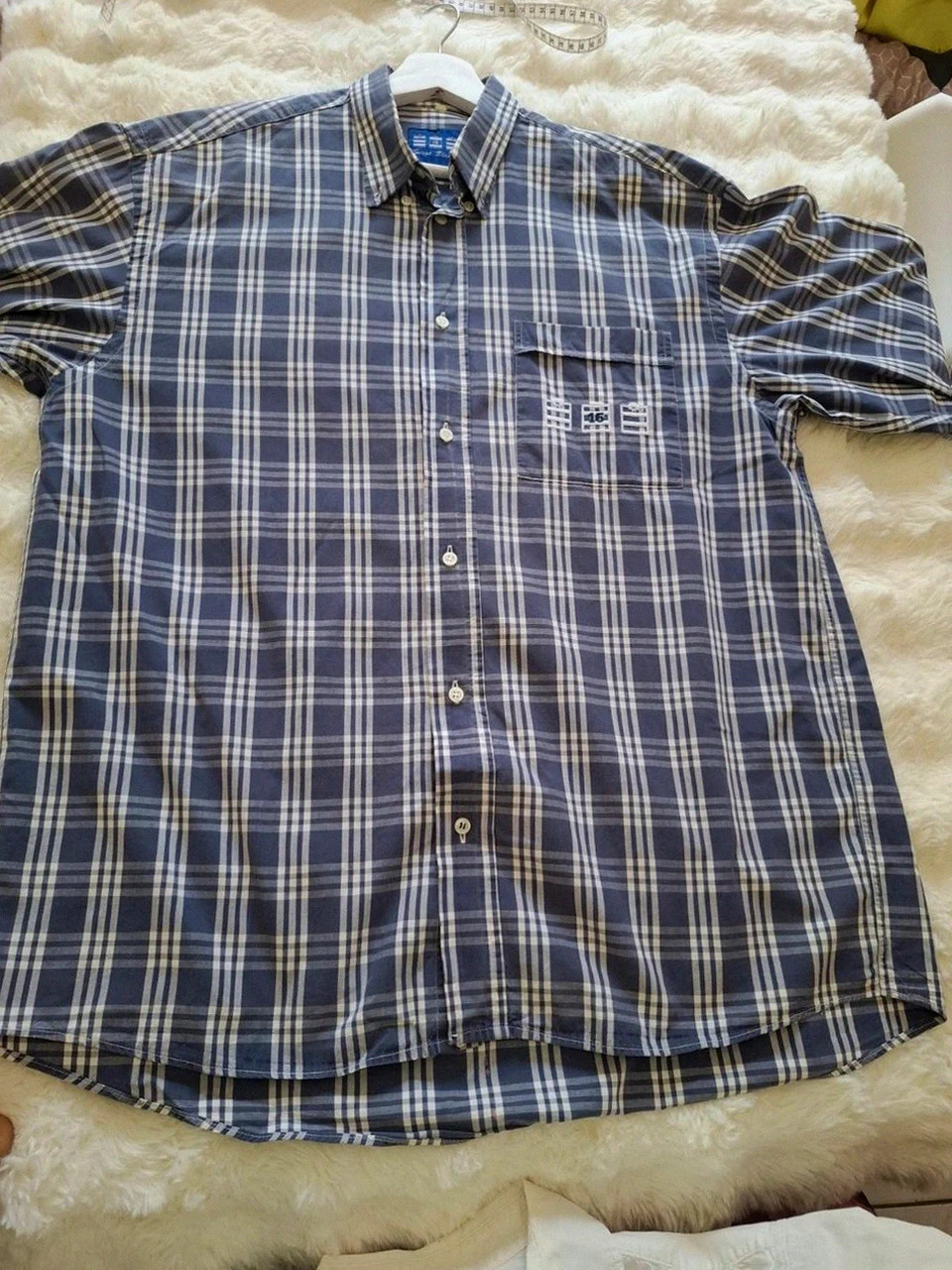Chemise à Carreaux Vintage Serge Blanco - Made in France - Blanc & Bleu - Taille XL – Serge Blanco – taille XL 2