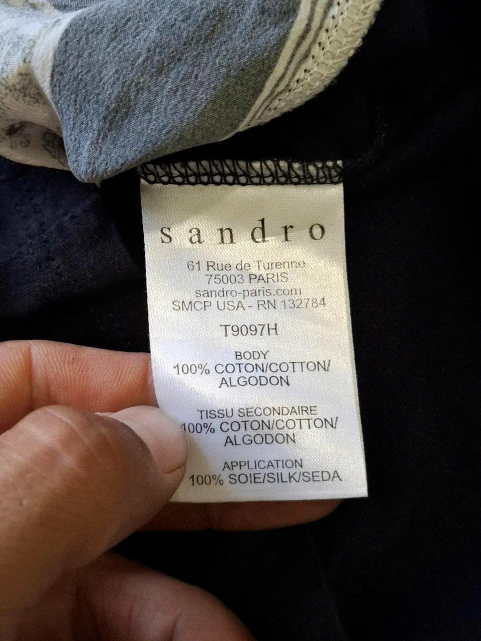 T-shirt Foulard Imprimé Sandro - Noir & Blanc - Manches courtes - Taille 1 (S) – Sandro – taille S / 36 / 8 4