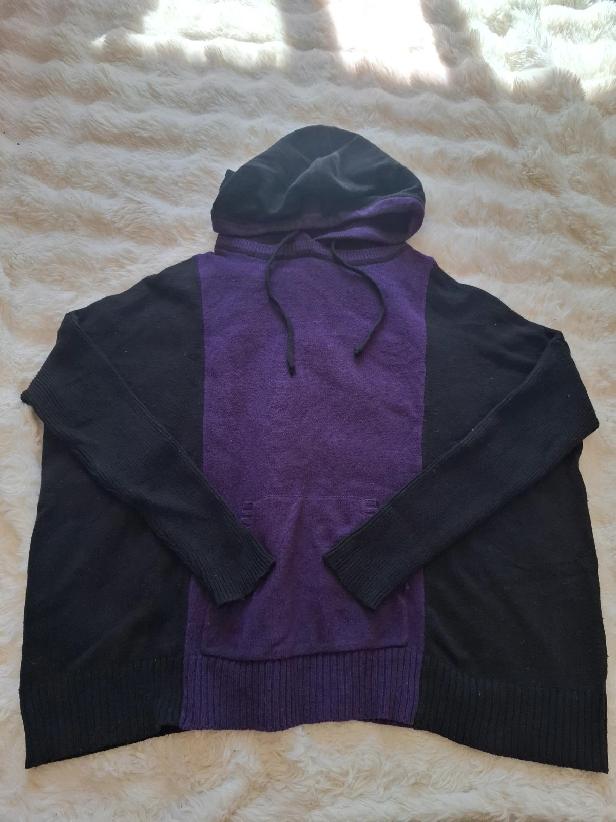 Sweat / Hoodie Rétro Vintage Oversize Largeur Ample Noir & Violet LRL Ralph Lauren T.L / L