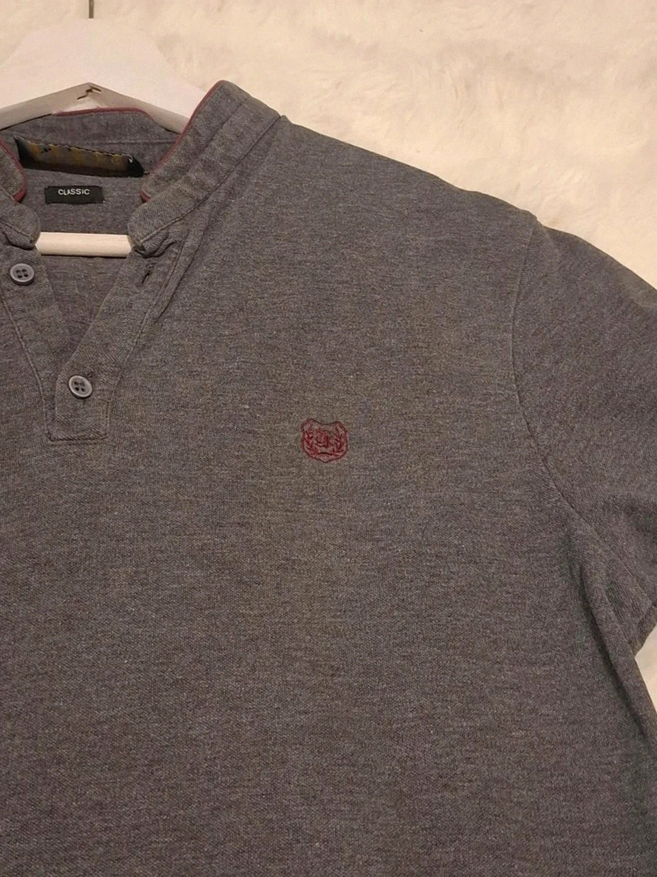 Polo The Kooples Sport Classic - Gris Chiné - Col Mao / Zippé - Manches courtes - Taille M – The Kooples – taille M 3
