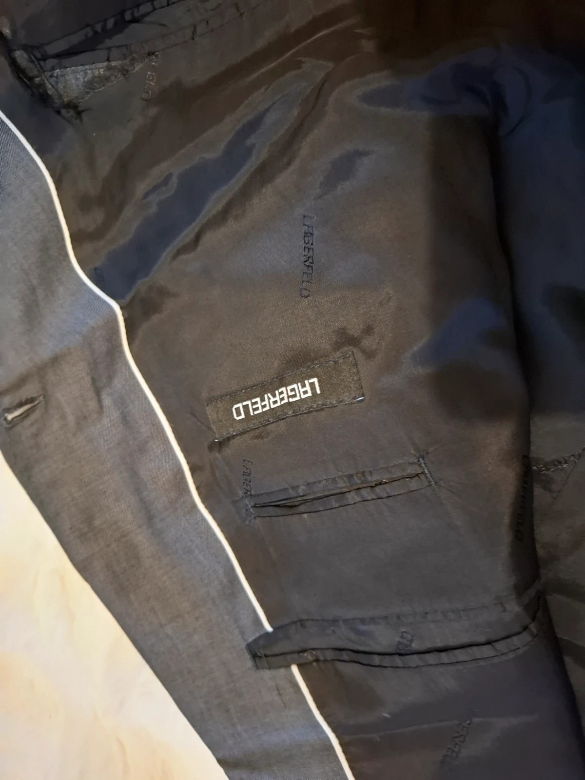 Veste de Costume Rétro Vintage / Blazer Gris Laine Vierge Lagerfeld T.52 / L-XL – Lagerfeld – taille XL 3