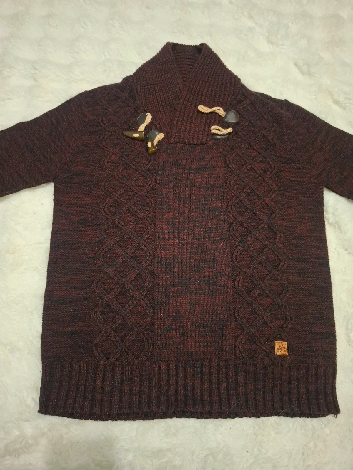 Pull / Pull-over Rétro Vintage Col Châle & Brides Bordées Bordeaux/Noir Mezaguz T.XXL – MZGZ – taille XXL 5