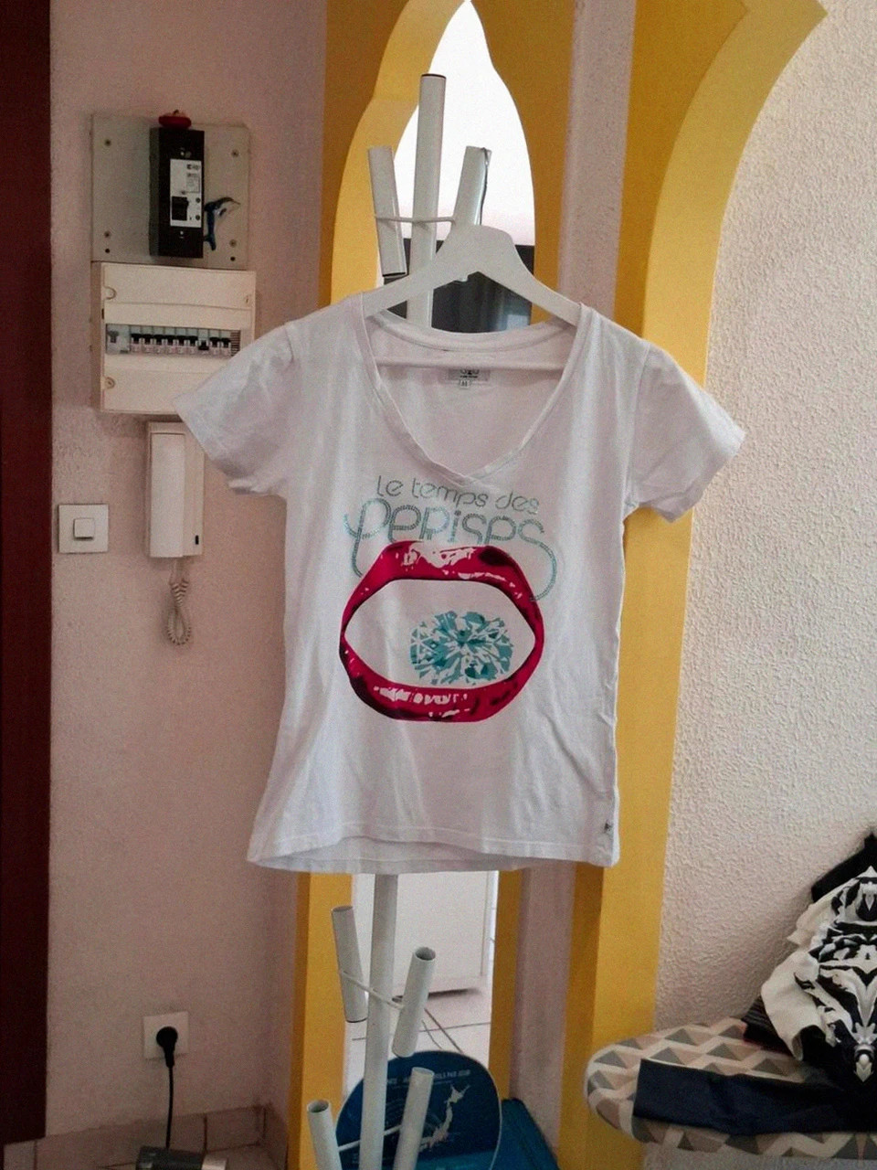 T-shirt Imprimé Lèvres & Diamant - Le Temps des Cerises - Blanc - Taille M – Le Temps des Cerises – taille M / 38 / 10 2