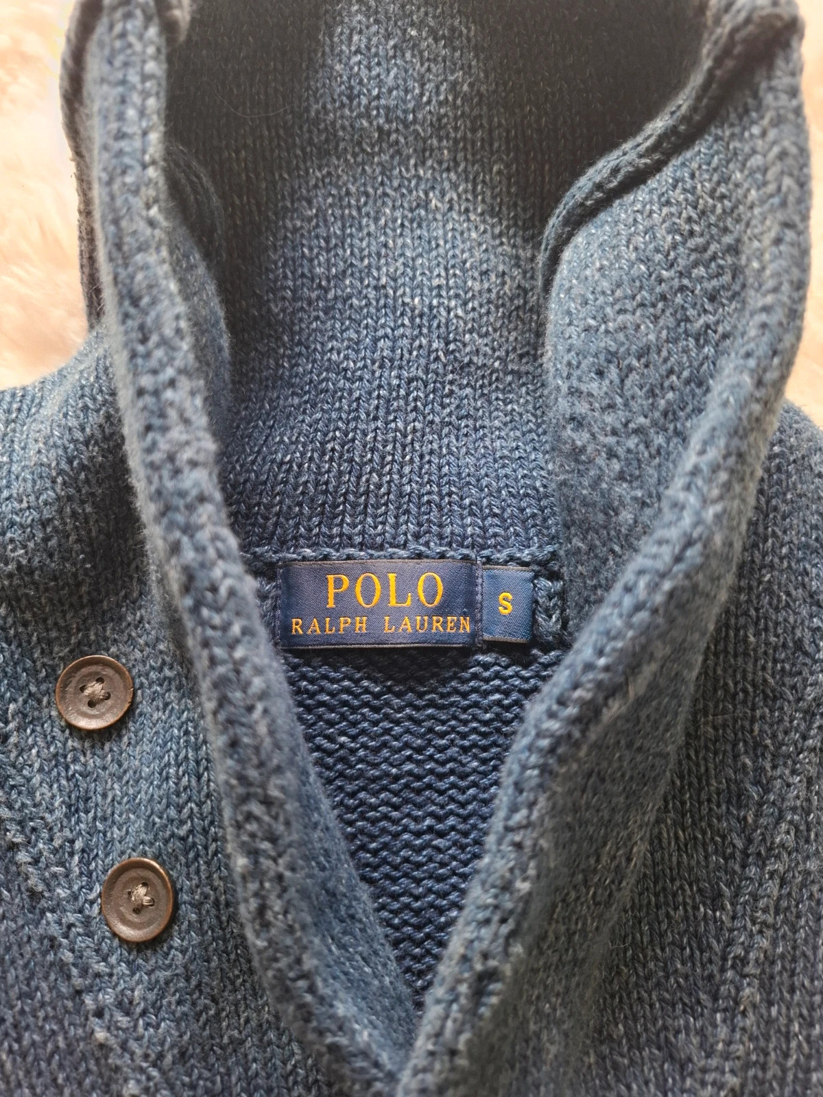 Pull Rétro Vintage / Pull-over Col Châle & Boutons Polo Ralph Lauren Bleu T.S / S – Polo Ralph Lauren – taille S 2