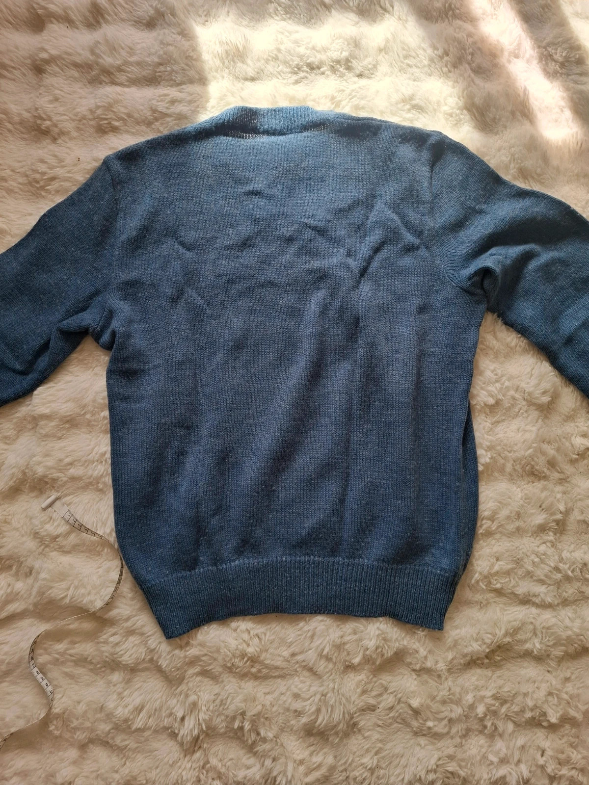 Pull Rétro Vintage Années 80-90 / Pull-over Maille Col V Bleu Chiné T.L / L – Vintage – taille L 3