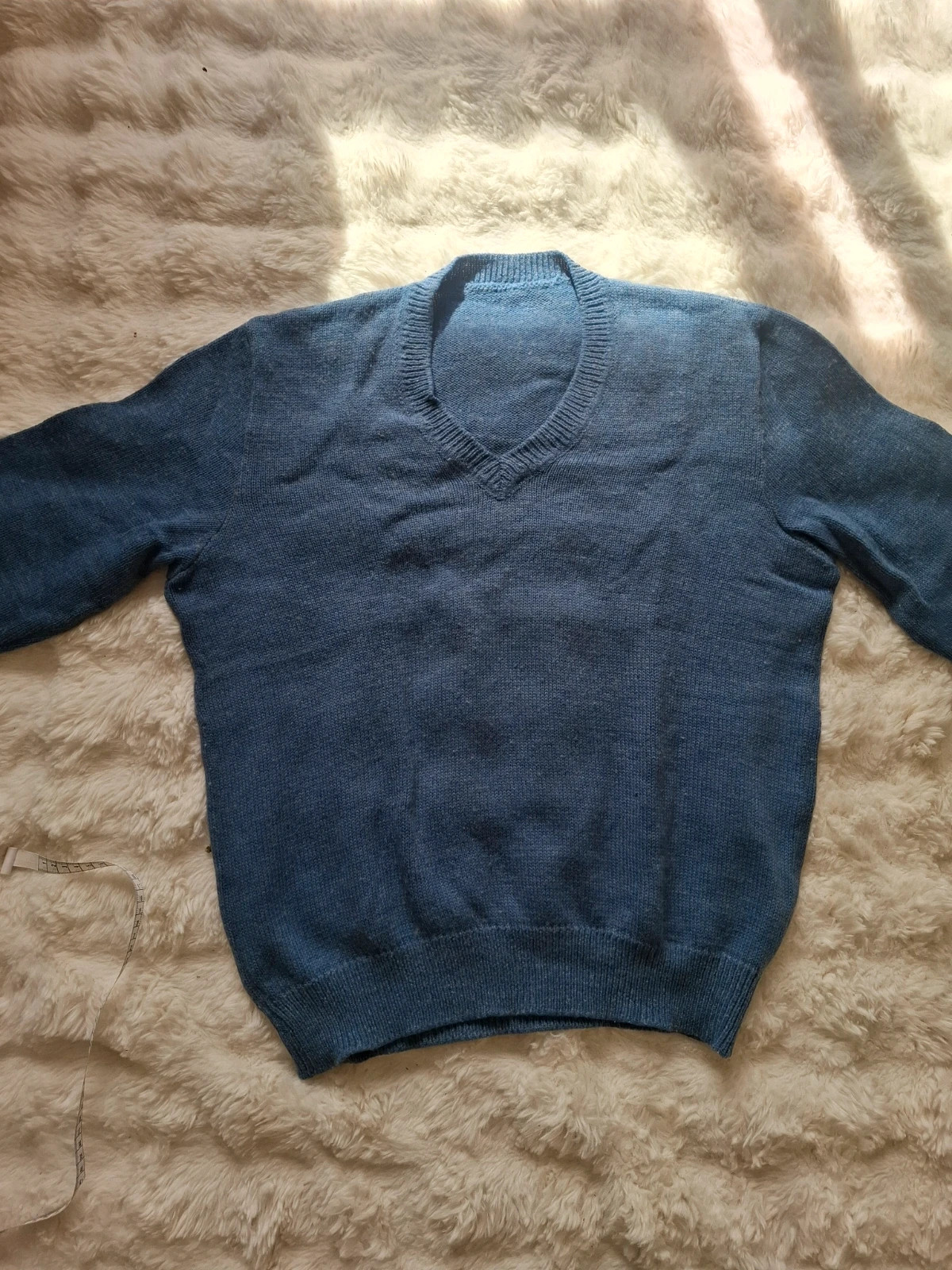 Pull Rétro Vintage Années 80-90 / Pull-over Maille Col V Bleu Chiné T.L / L – Vintage – taille L 2