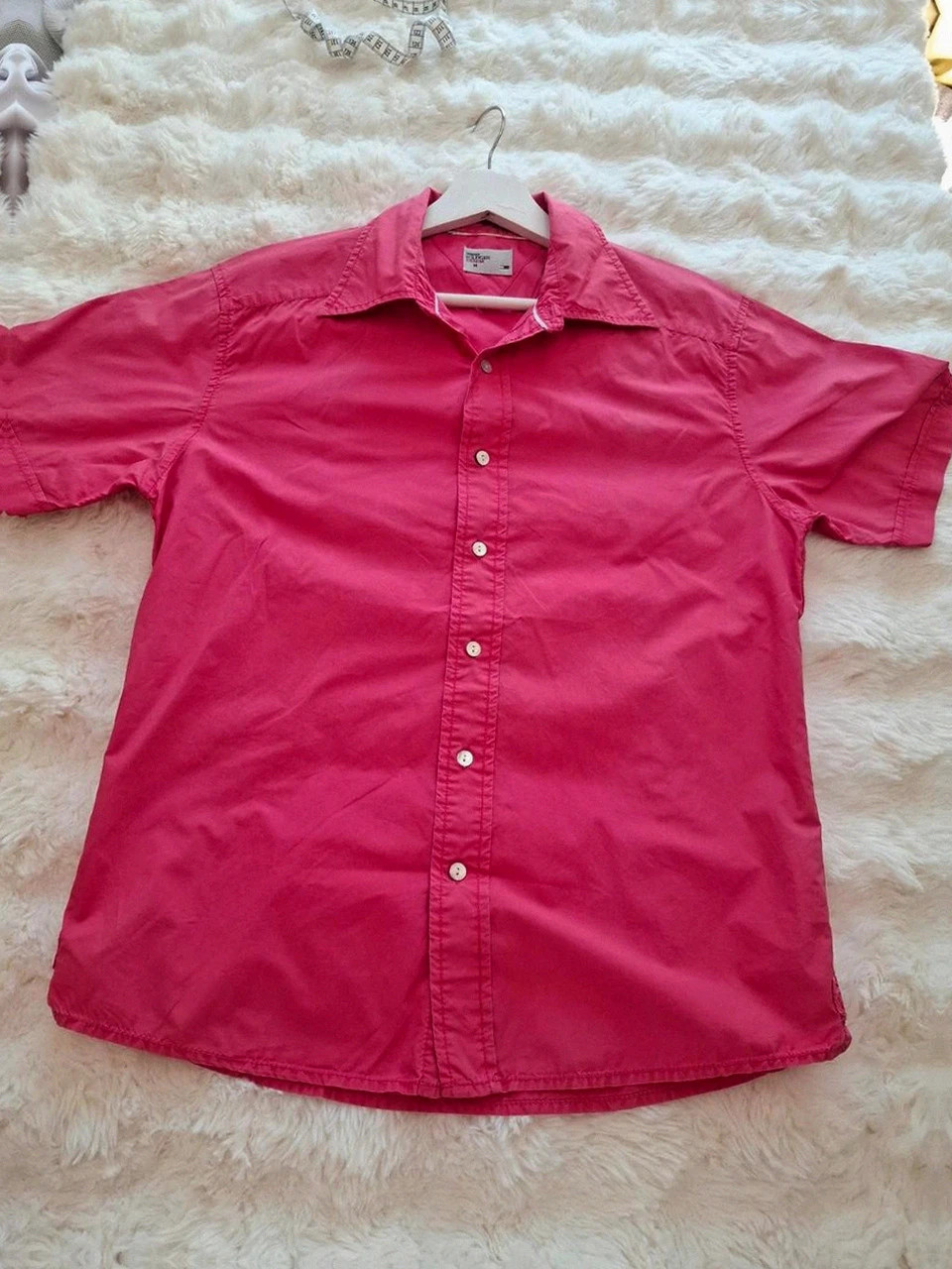 Chemise à Manches Courtes Rétro Tommy Hilfiger Denim - Rose Corail Vif - Taille M – Tommy Hilfiger – taille M 2