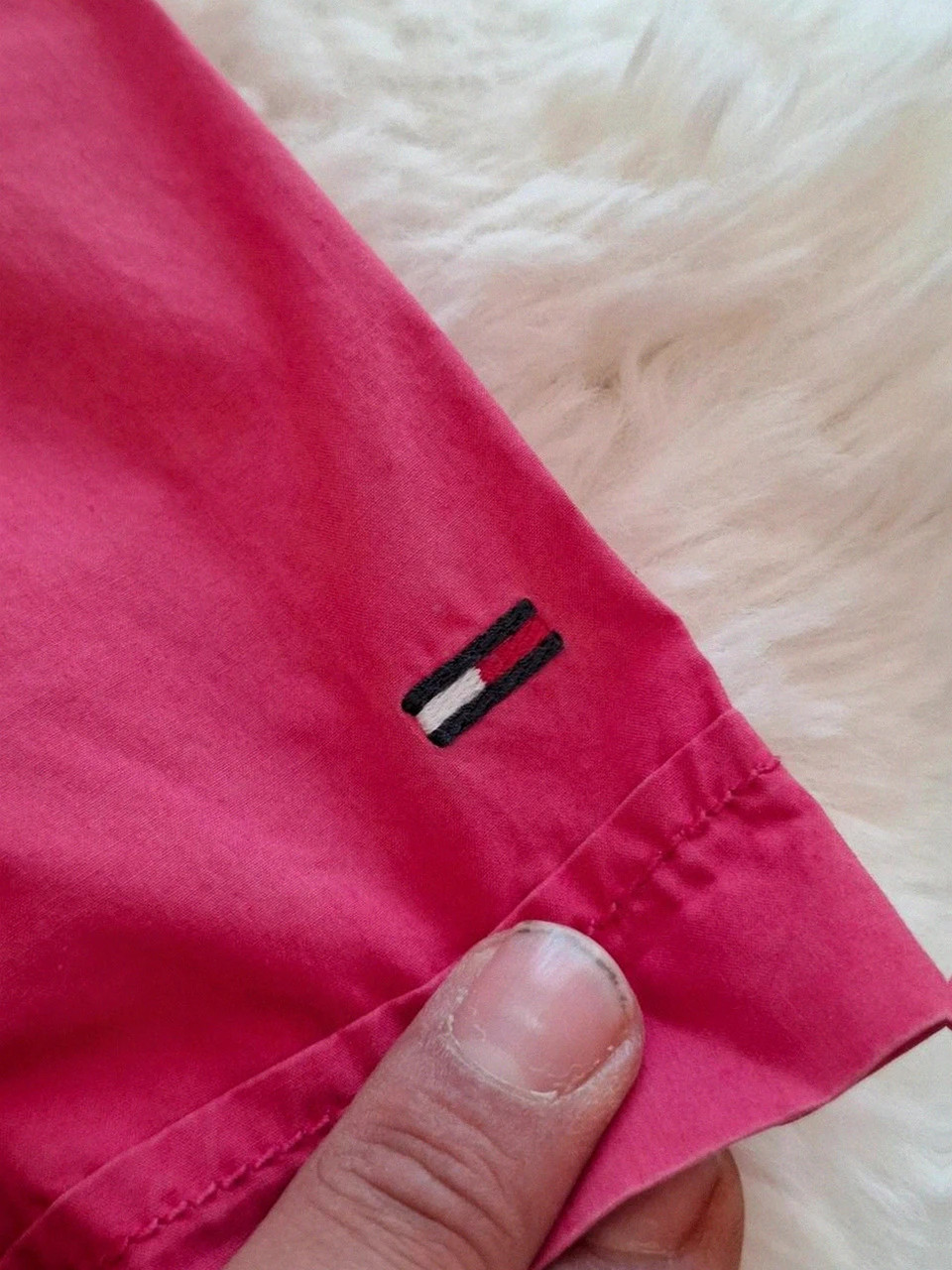 Chemise à Manches Courtes Rétro Tommy Hilfiger Denim - Rose Corail Vif - Taille M – Tommy Hilfiger – taille M 4